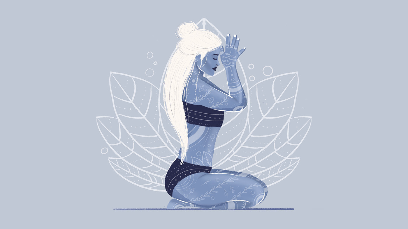 Digital Art  girls ILLUSTRATION  meditation Drawing  femininity girl illustration Yoga