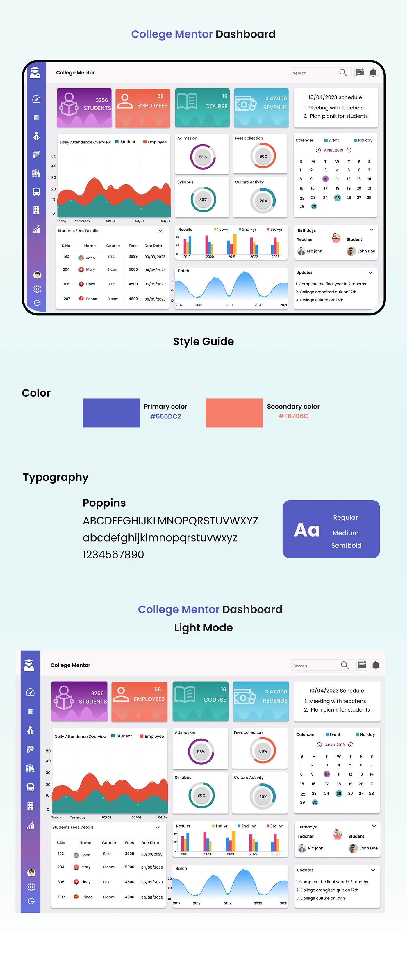 adobexd College management dashboard design figam infographic landing page logo marketing   UI