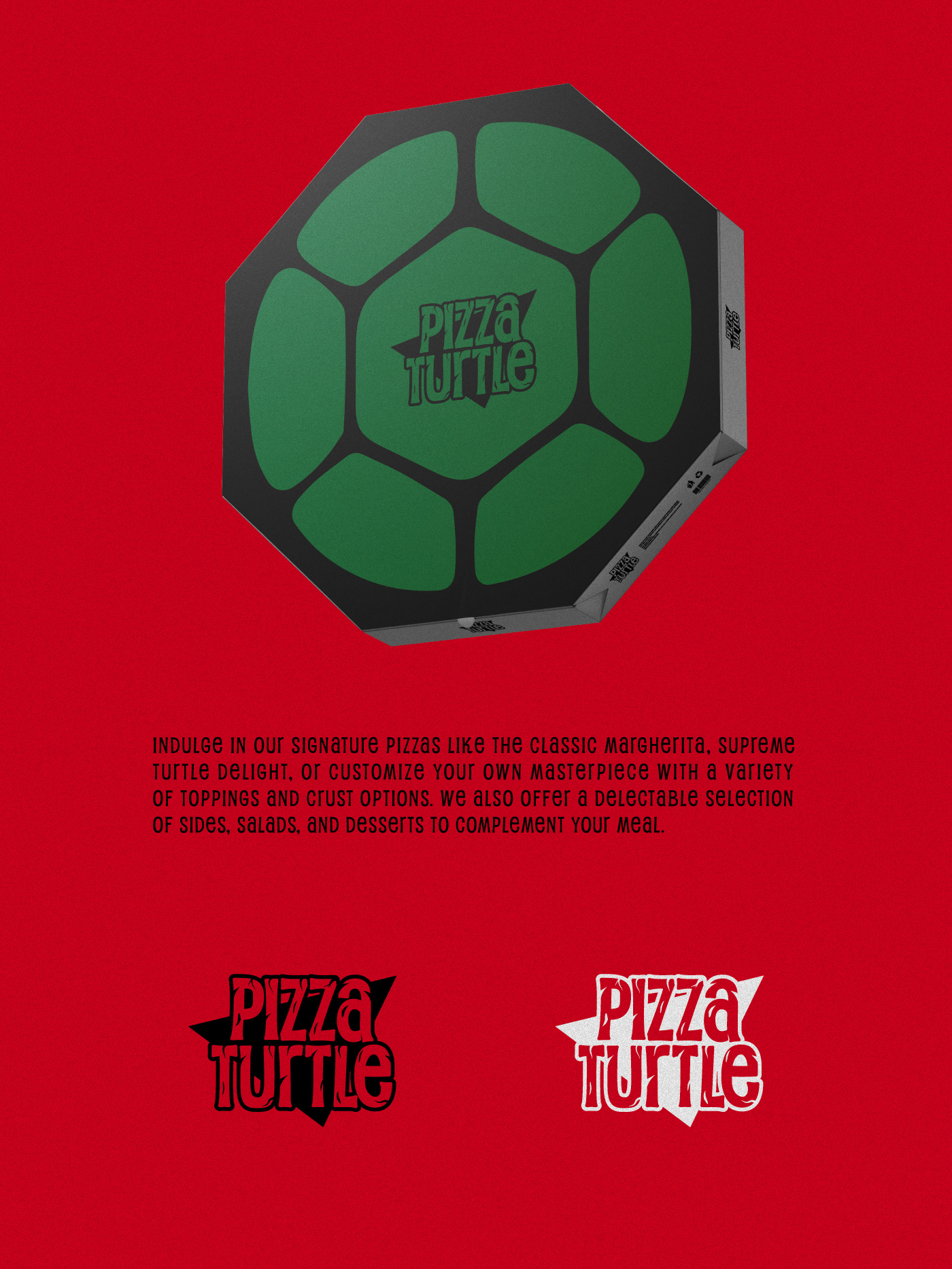 Pizza restaurant Ninja Turtles logo brand identity visual Packaging Social media post Advertising  designer