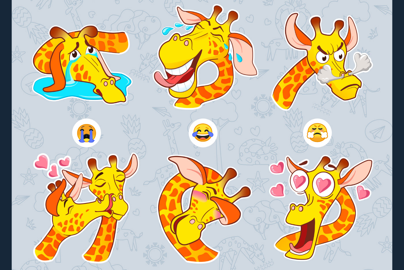 animal cartoon Character giraffe Illustrator sketch sticker Telegram yellow sticker pack