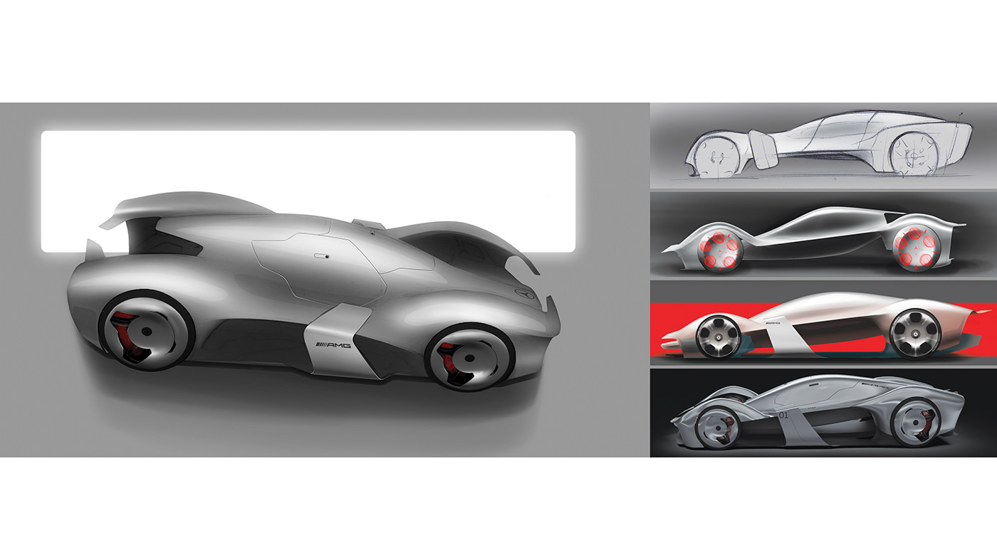 car design AMG mercedes race car automotive   sketch Render model design
