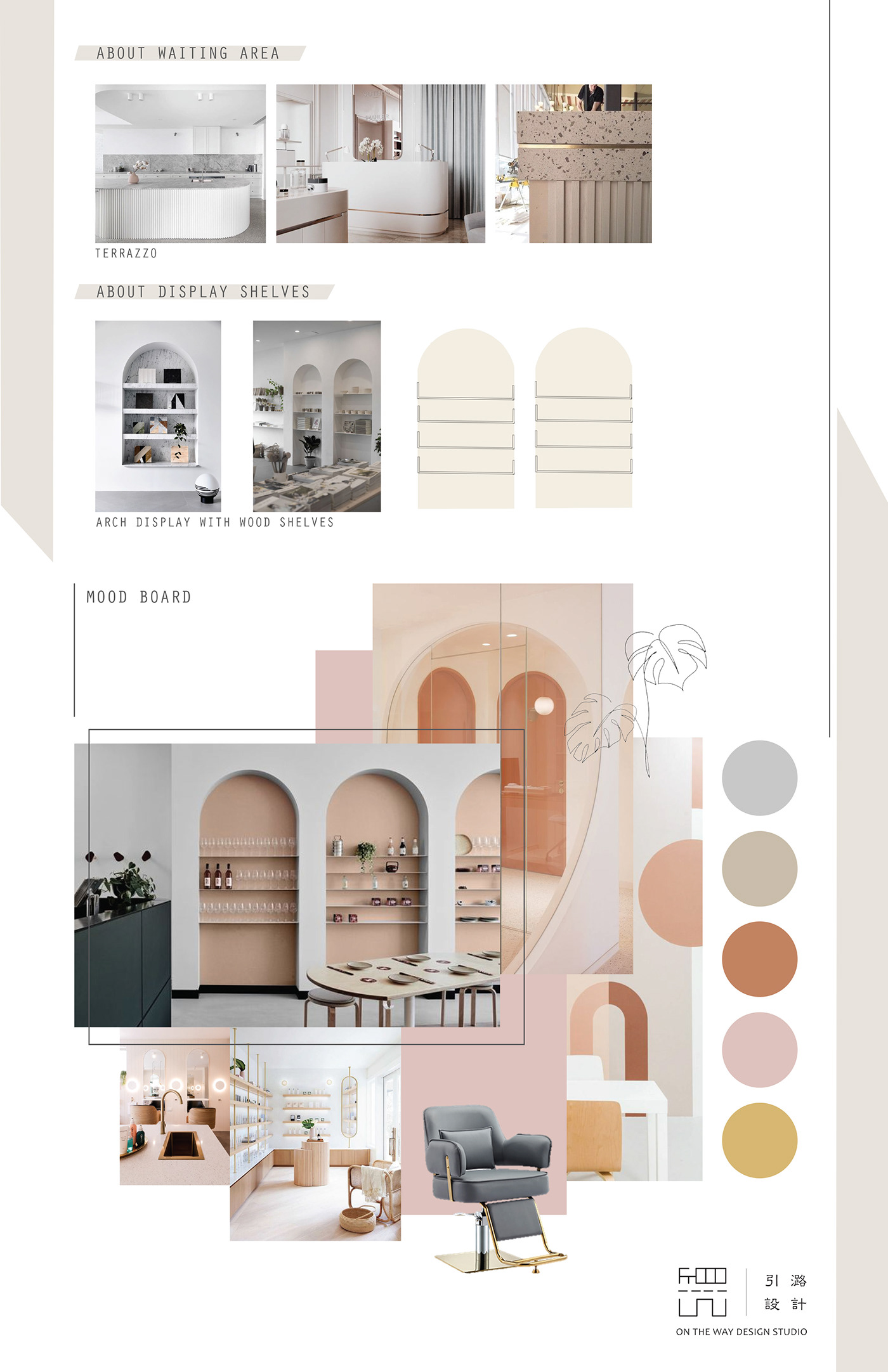 branding  design proposal graphic design  hair studio interior design  luxury minimalist presentation Terrazzo