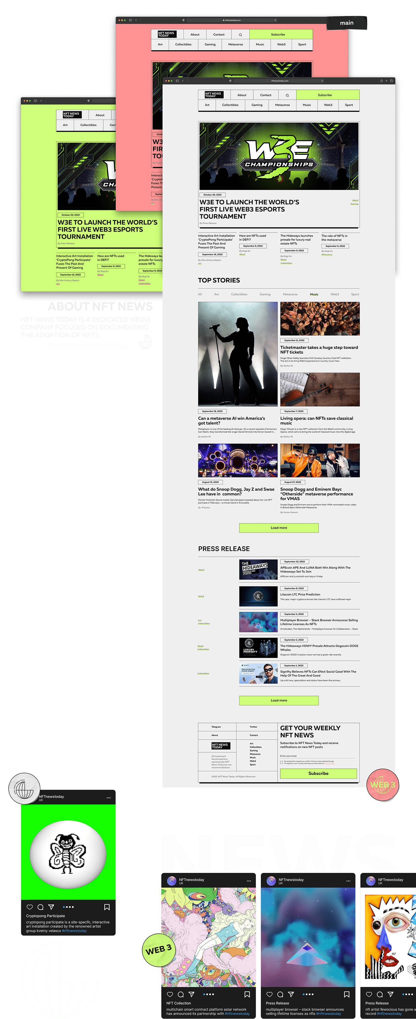 crypto graphic metaverse neobrutalism news website nft ui design Web Design  web3 Website
