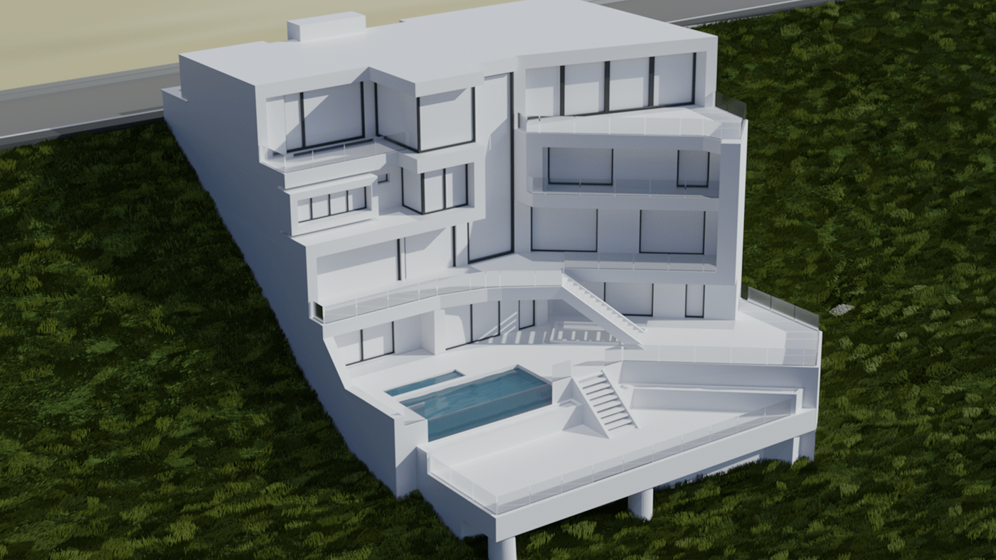 architecte architecture blender design maison piscine Villa