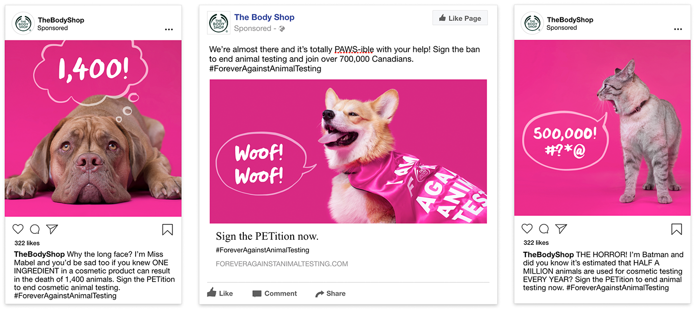 thebodyshop pets Toronto Canada AnimalTesting digitalcampaign torontodesigner instagram SocialMediaCampaign Socialmedia
