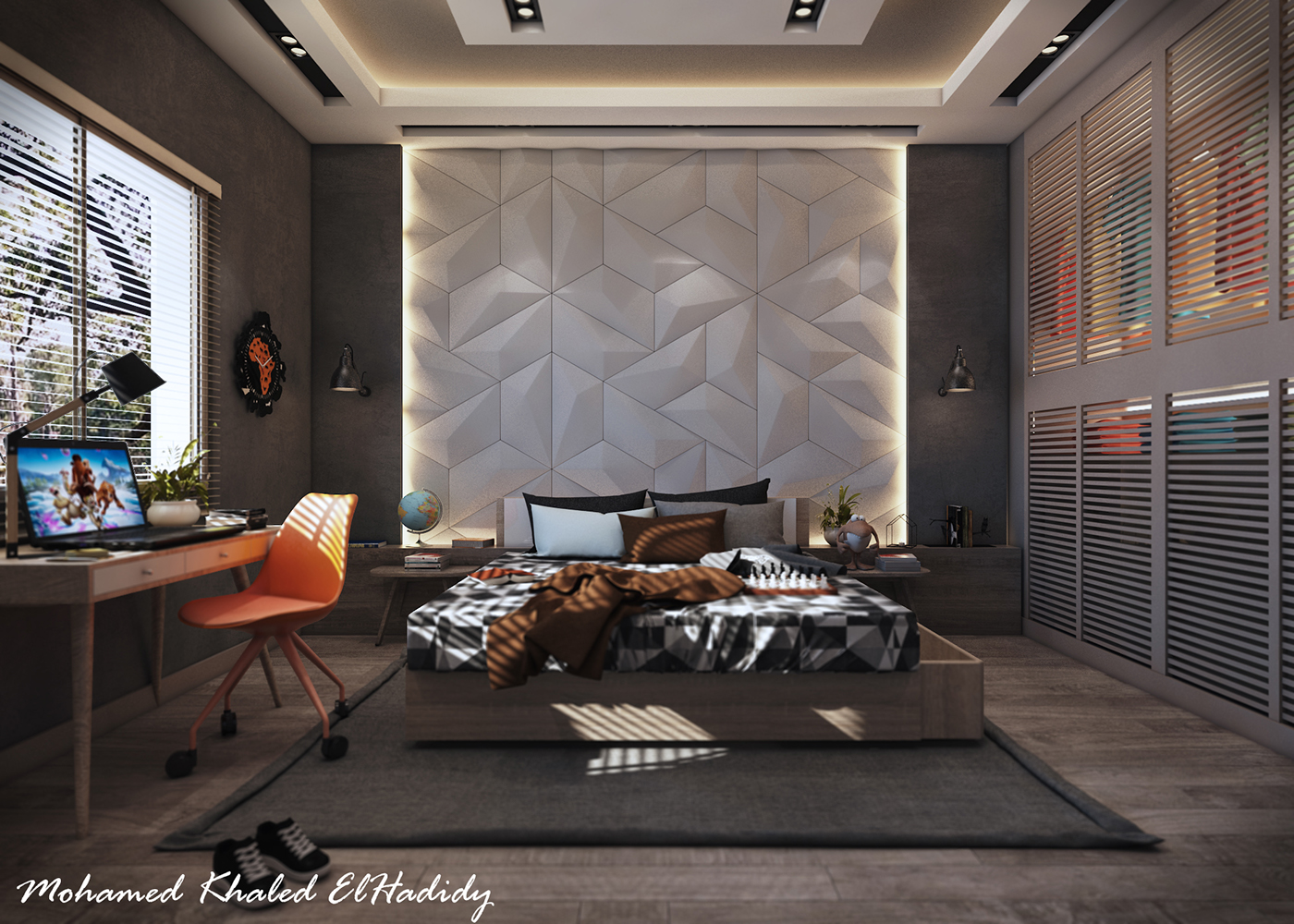 interior design  furniture design  visual art architecture visulaization teenage bedroom Modern Style
