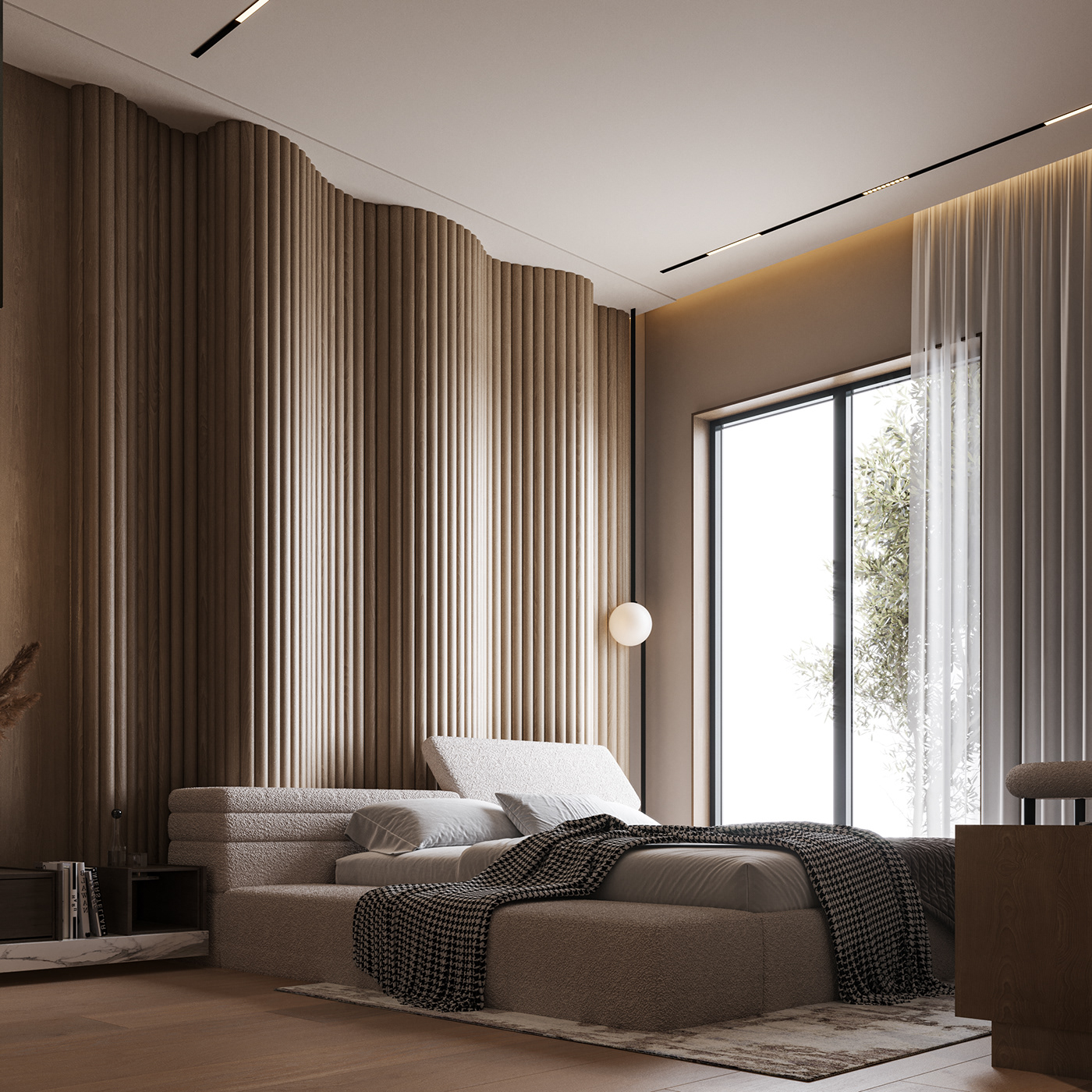 bathroom bedroom visualization desk modern architecture bed furniture wood 3D