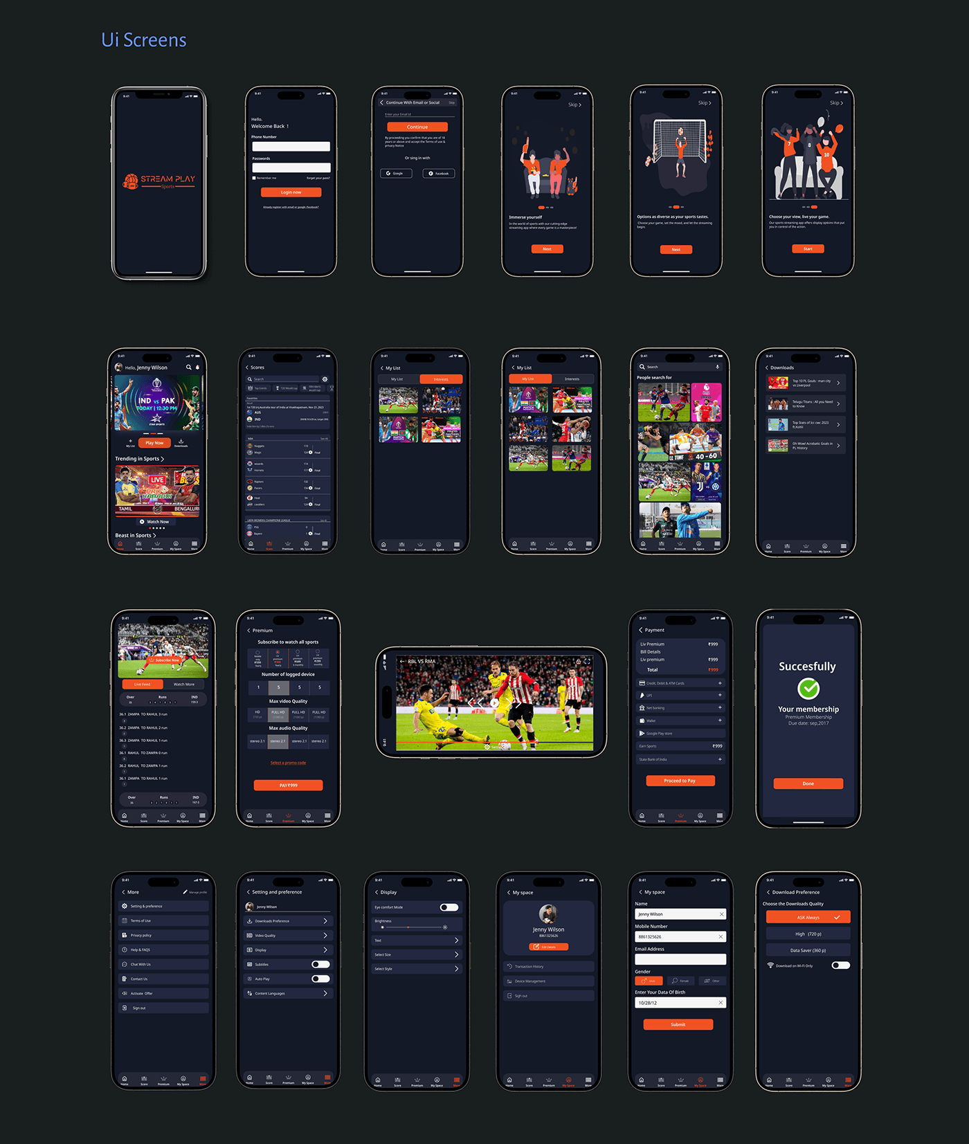 UI UX Case study Sports Design Sports Streaming Figma live stream Sports App UI/UX ui design
