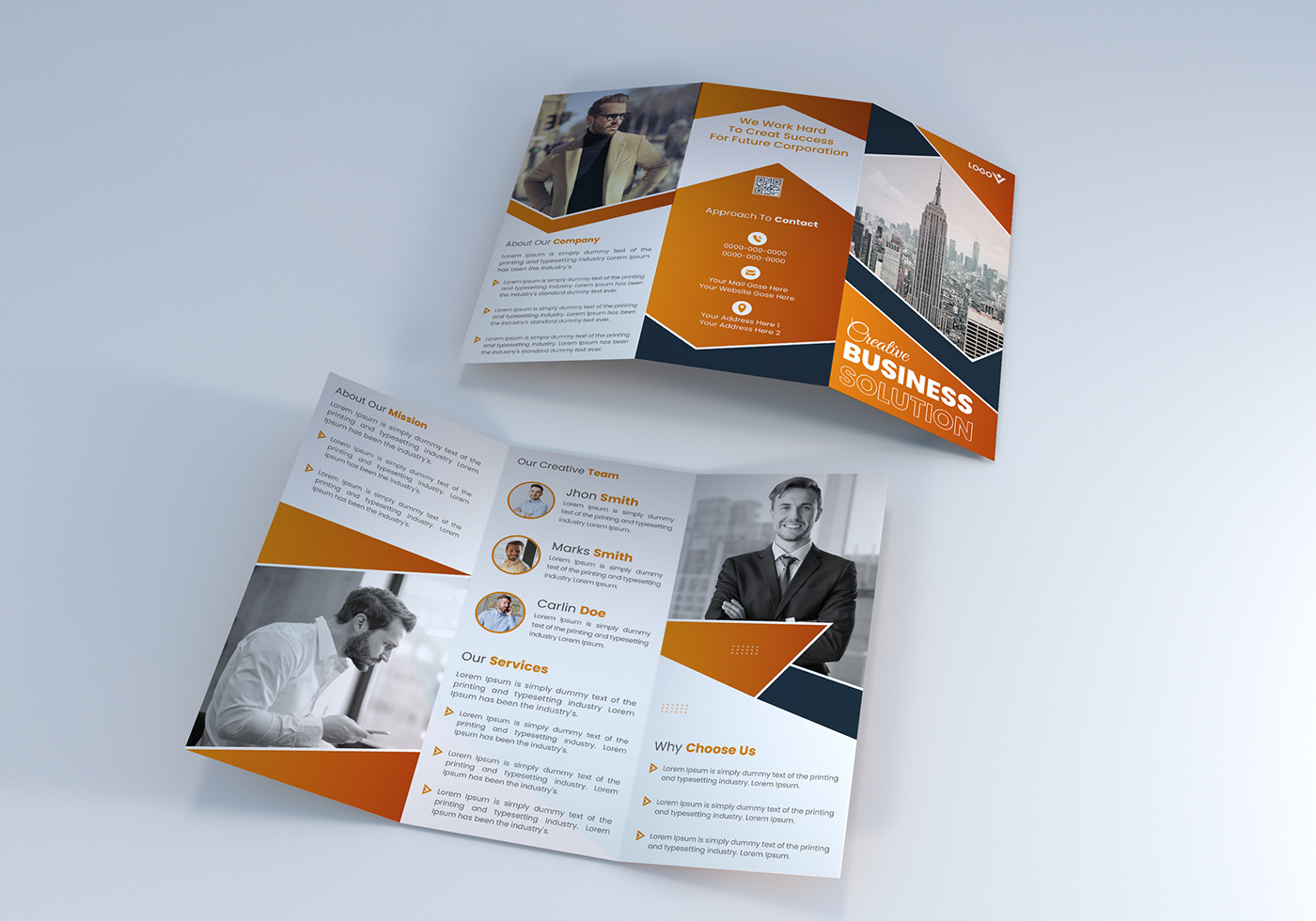 trifold brochure tri-fold corporate Advertising  company profile brand identity business brochure business trifold brochure TRIFOLD VECTOR FILE
