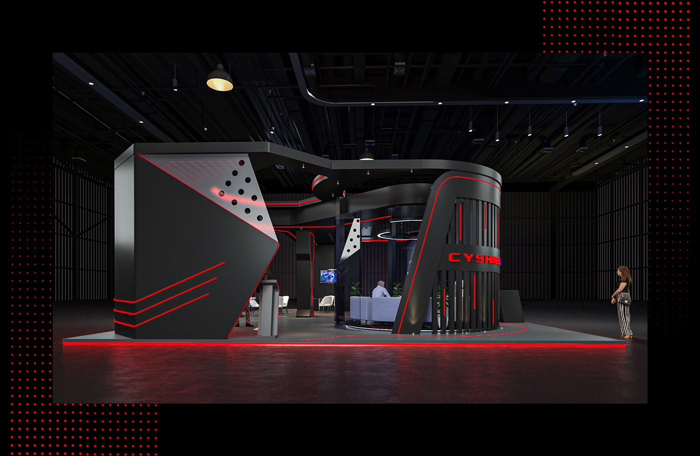 design Exhibition  booth 3D Render 3ds max Graphic Designer Advertising  designer