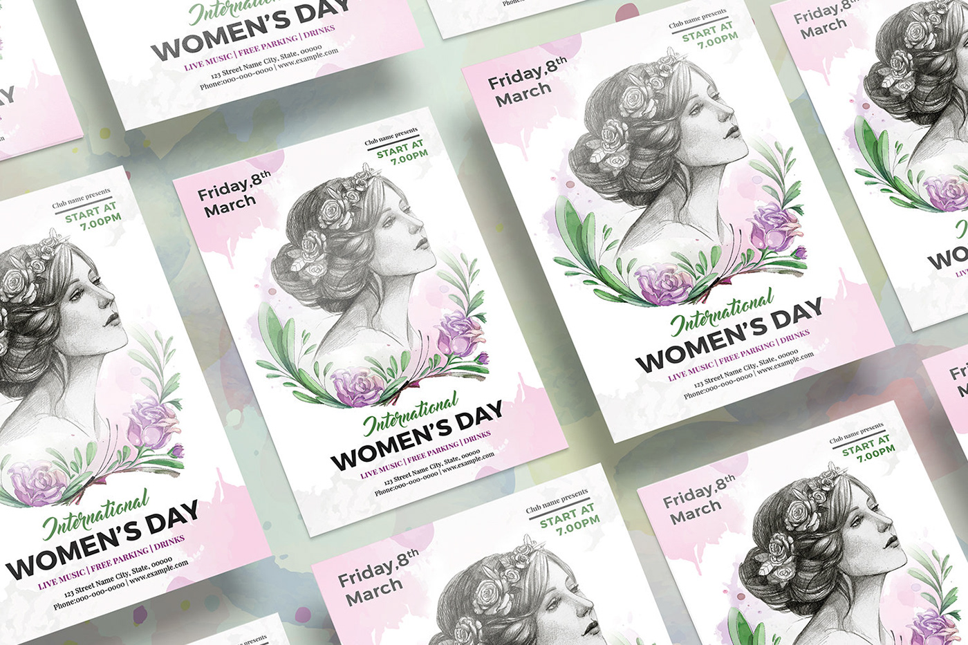 WOMENS DAY PARTY womens day womens day flyer celebration poster music party photoshop template Mother's Day womens celebration invitation template