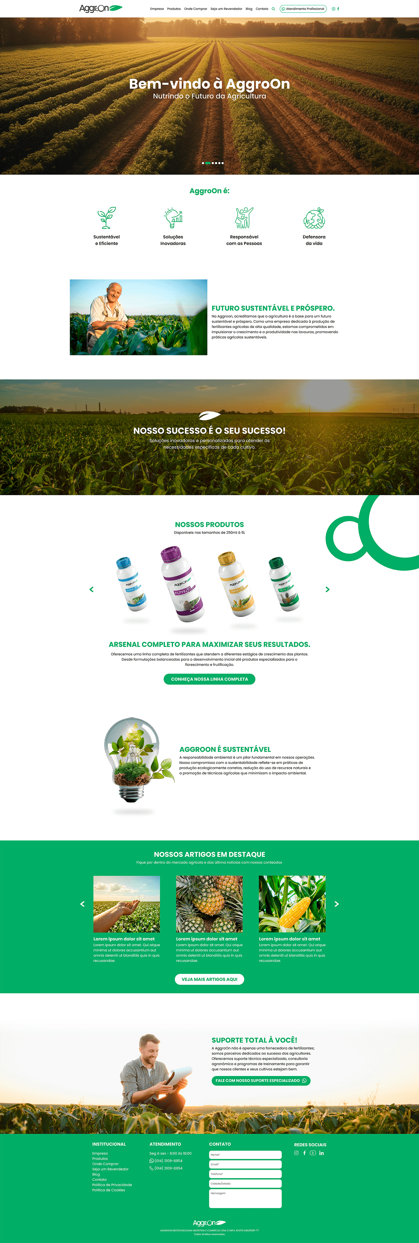 landing page Web Design  Website Agronegócio agricultura Agro Fertilizantes agropecuária rodeio plantação