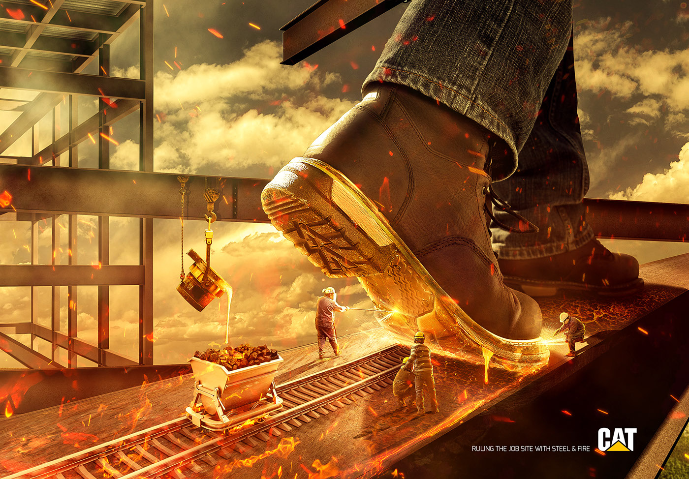 Cat Caterpillar SKY cloud cairo egypt shoes steel fire construction site worker boot