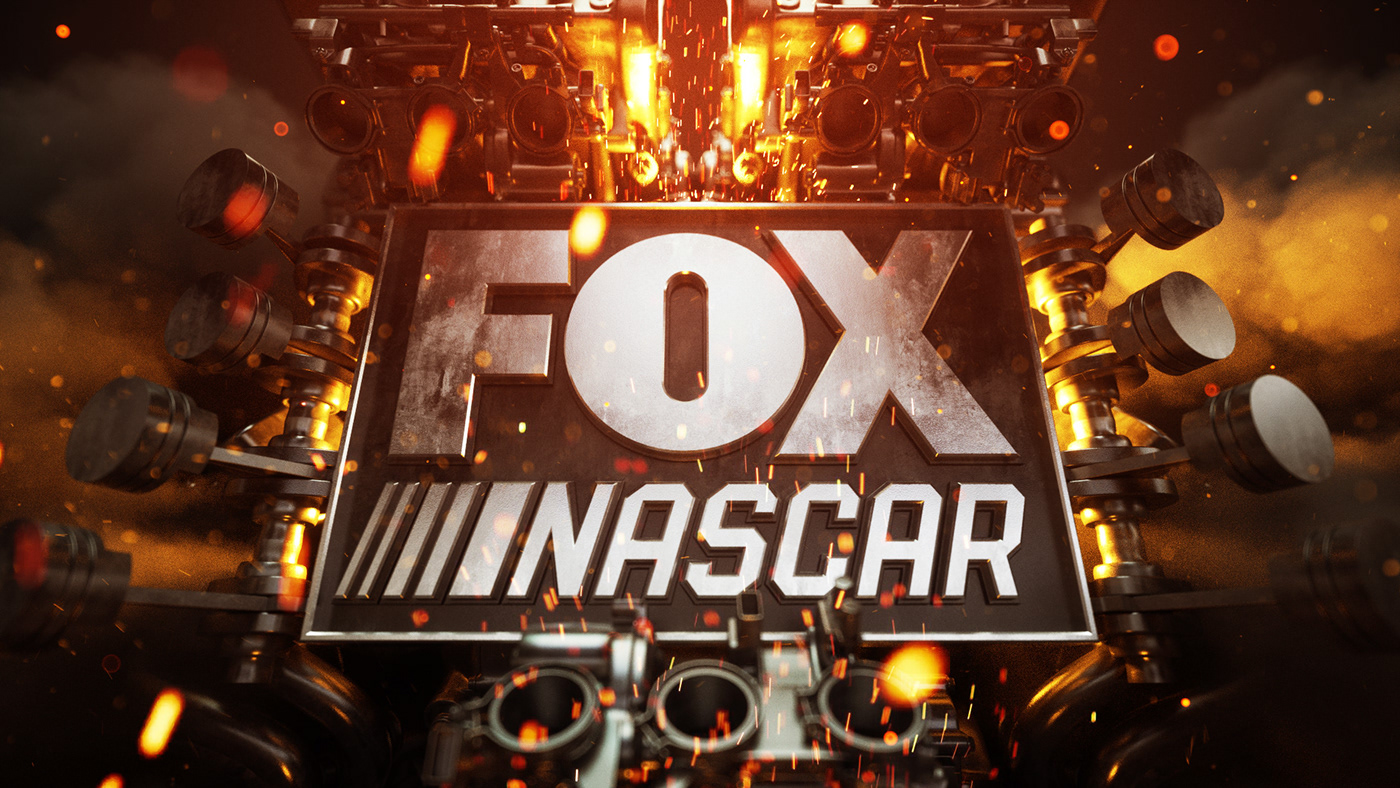 FOX sports NASCAR Racing Kyle Busch Joey Logano 3D engine metal fire