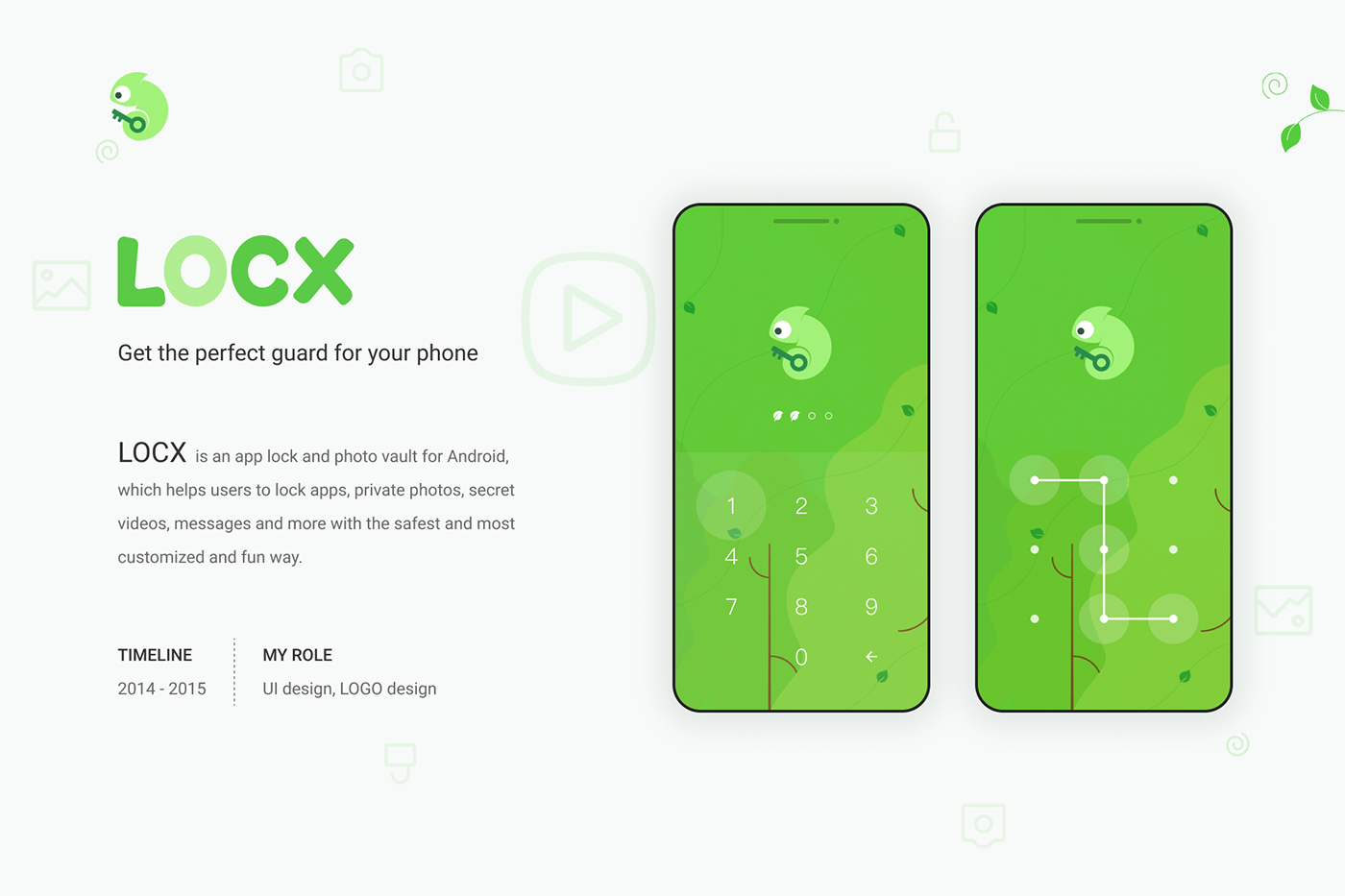 android app AppLock chameleon material design UI fresh green logo ux