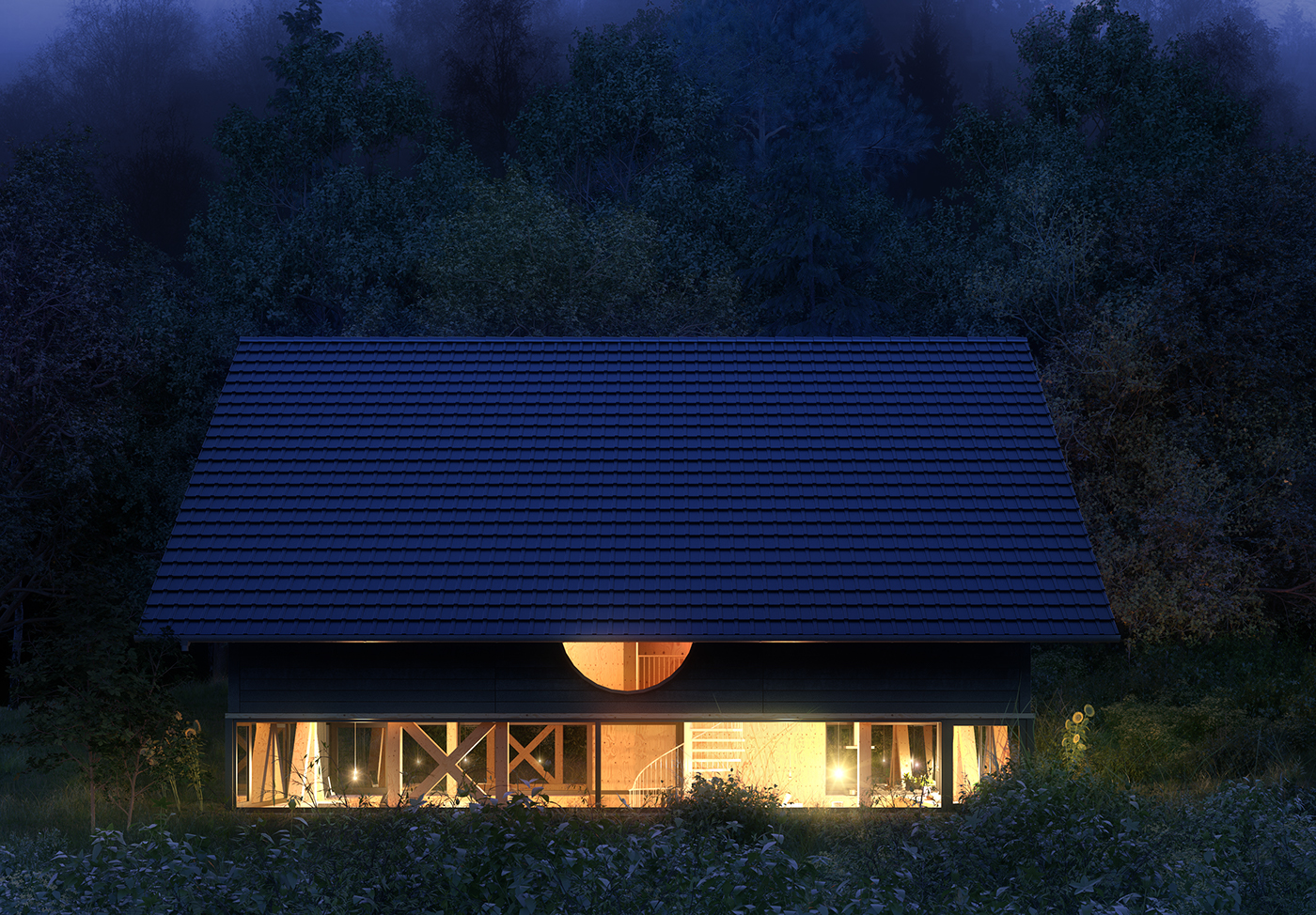 visualisation house balsthal Switzerland pascal flammer 3D CGI exterior Interior Landscape Nature forest