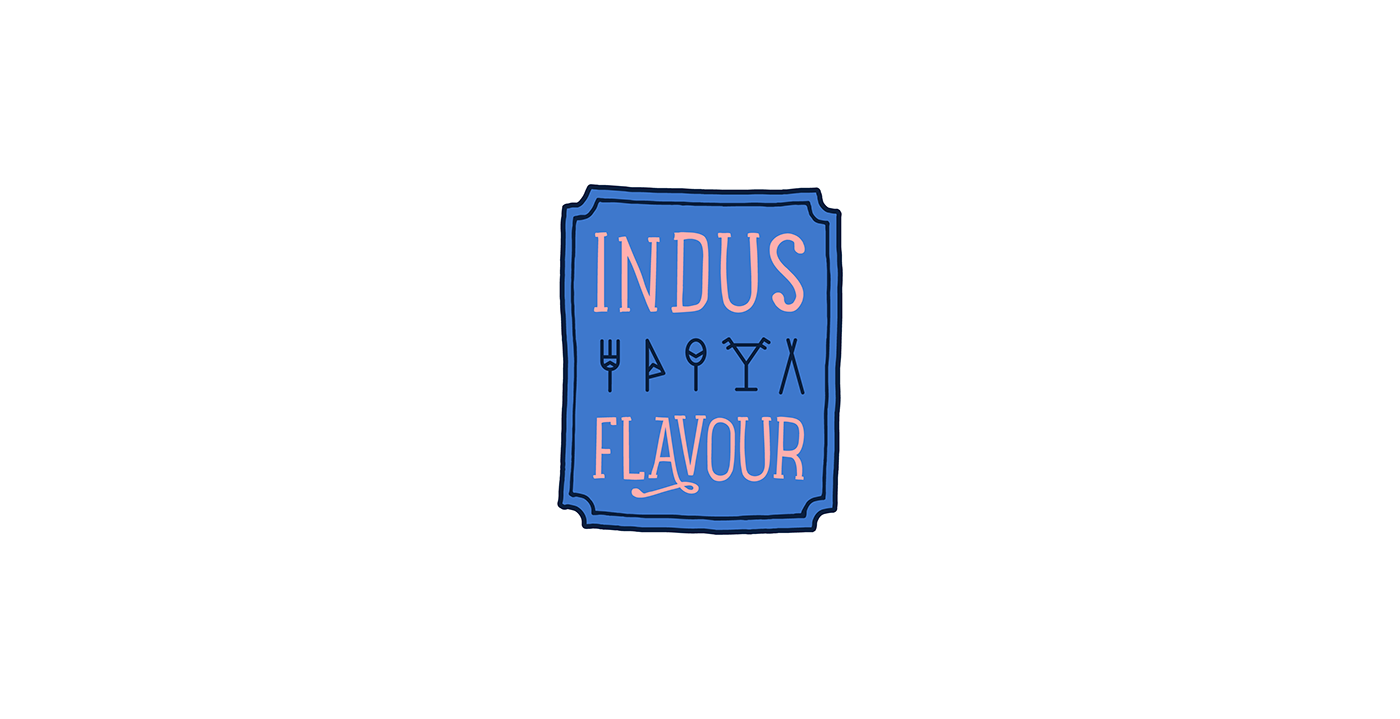 restaurant Food  cafe hotel brand letterpress pink lettering Mascot indian