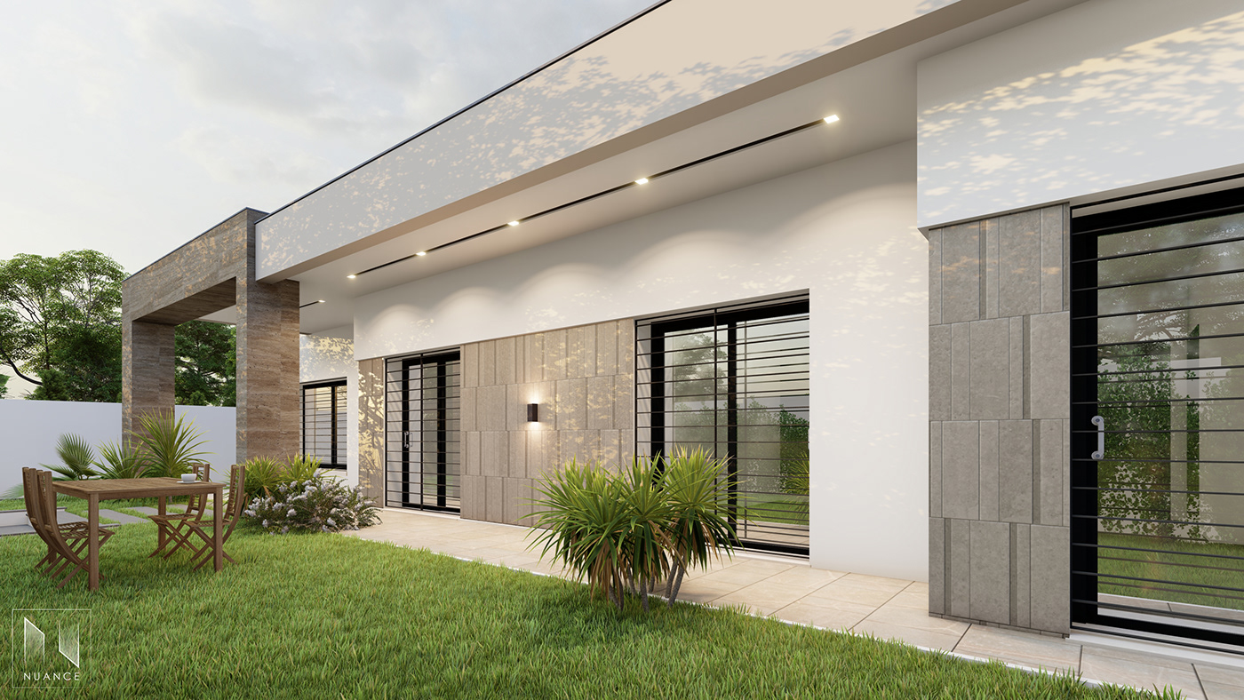 3D architecture archviz exterior house minimal modern Render Villa visualization