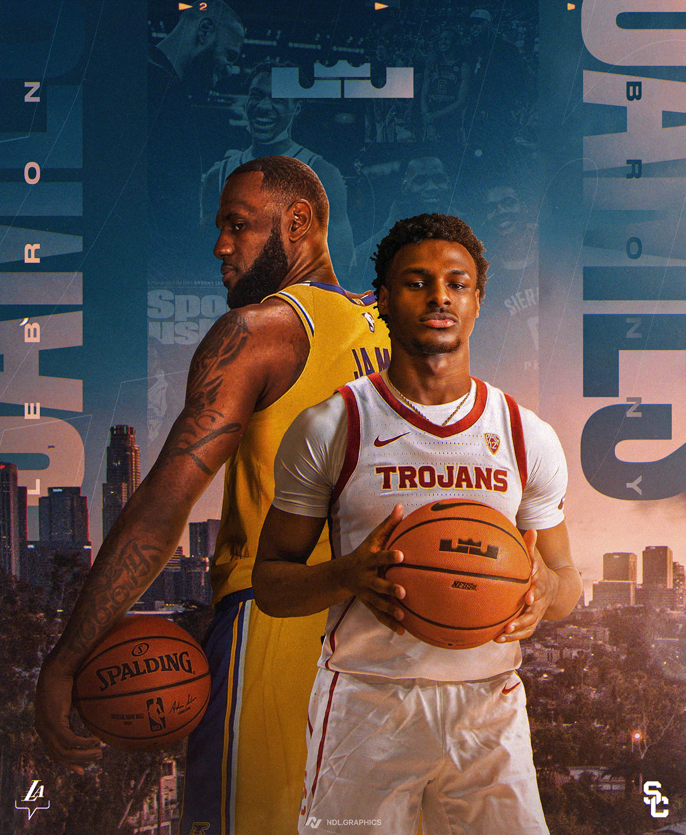 LeBron James Bronny James NBA Lakers NCAA sports design Graphic Designer bronny usc