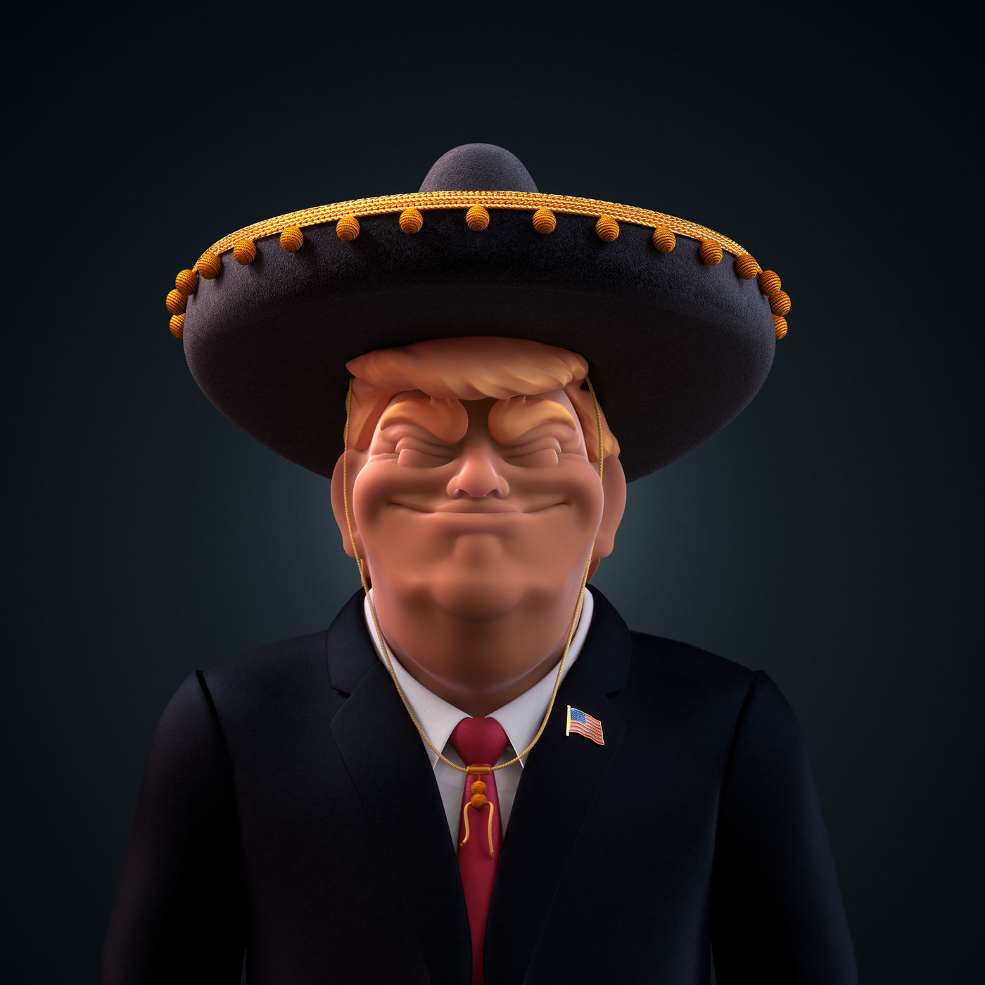 Character Trump usa cartoon Zbrush 3D octane america concept CGI