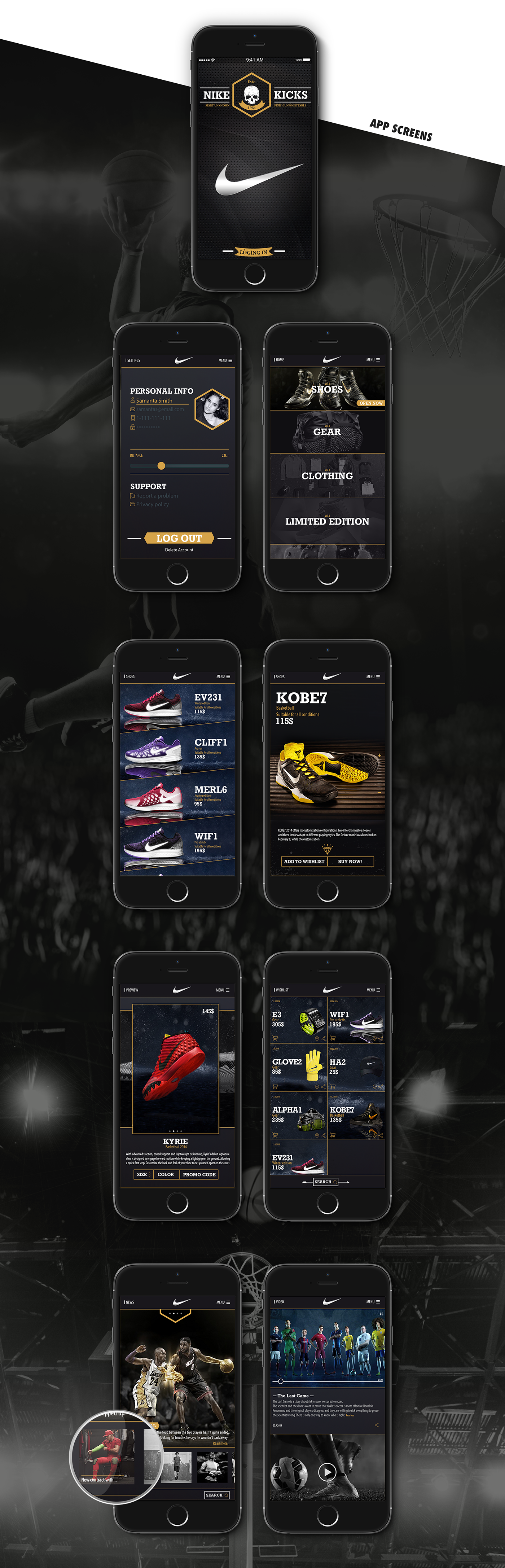 app mobile desktop IPHON6 apple Nike kicks design Platform slider navigation UI ux Web shoes