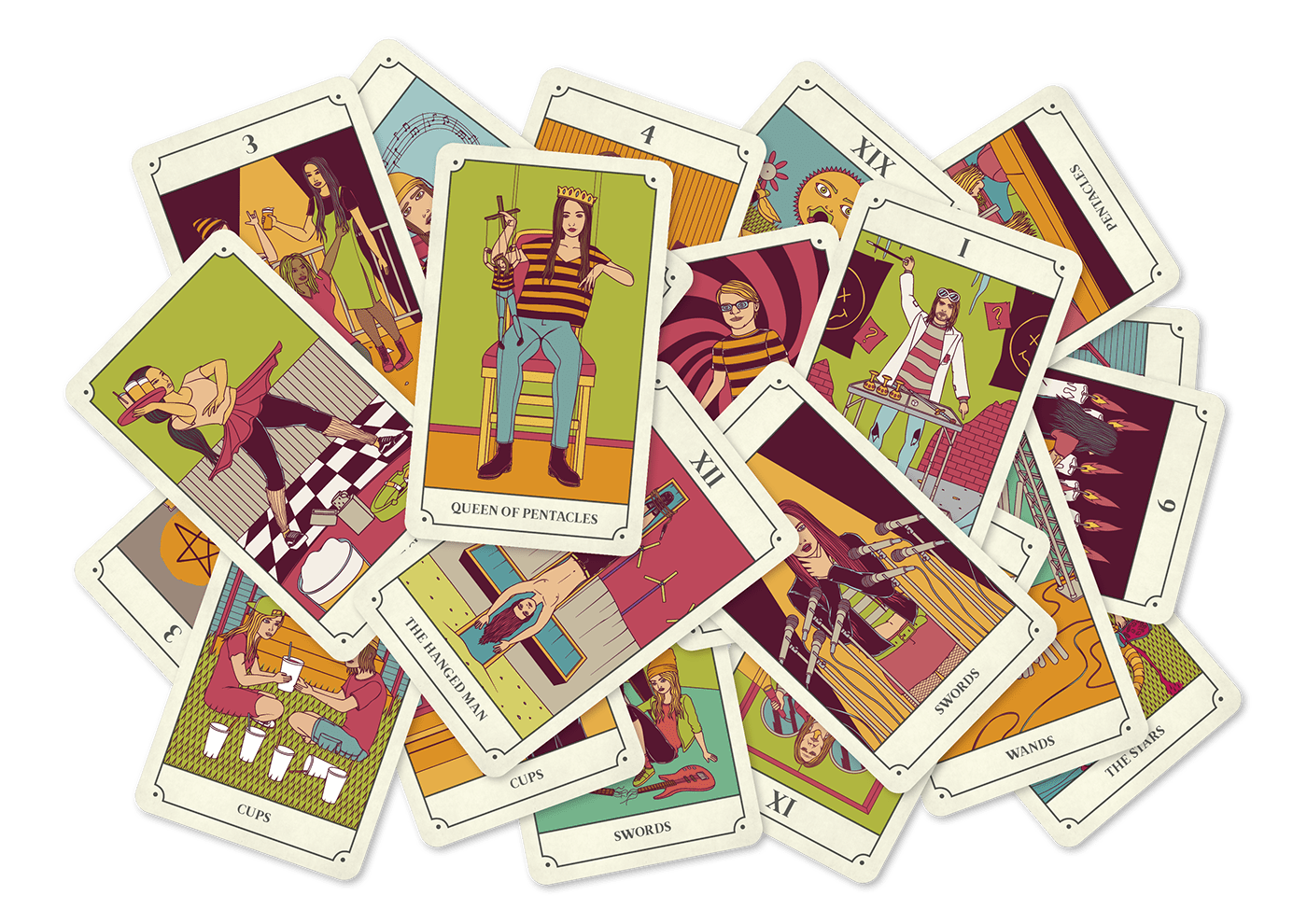 cards deck digital illustration grunge ILLUSTRATION  Illustrator illustrazione music Tarot Cards tarot
