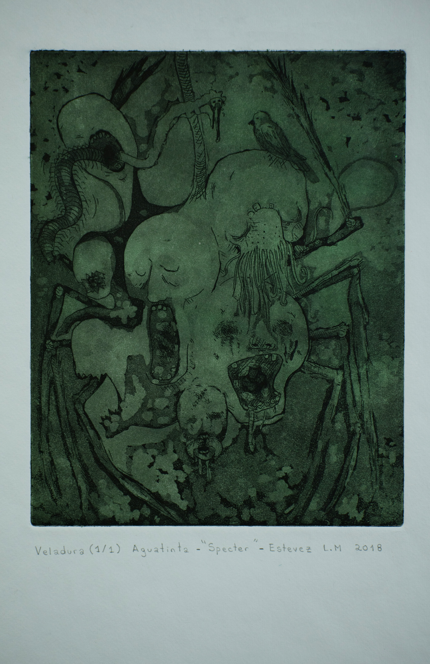 etching aquatint printmaking intaglio fine art engraving surreal horror dark