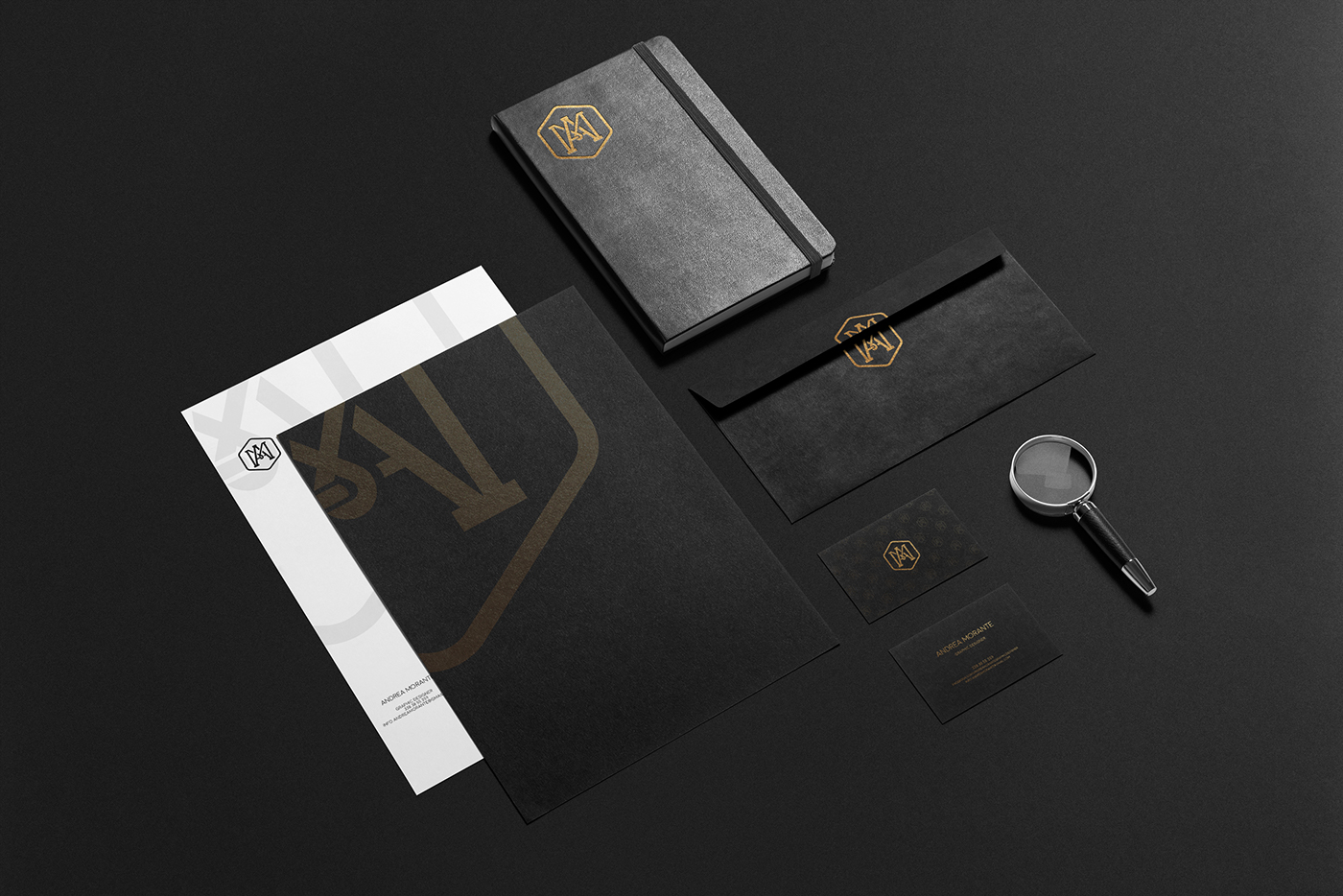 personal brand monogram logo business corporate identity graphic design art Stationery creative card black