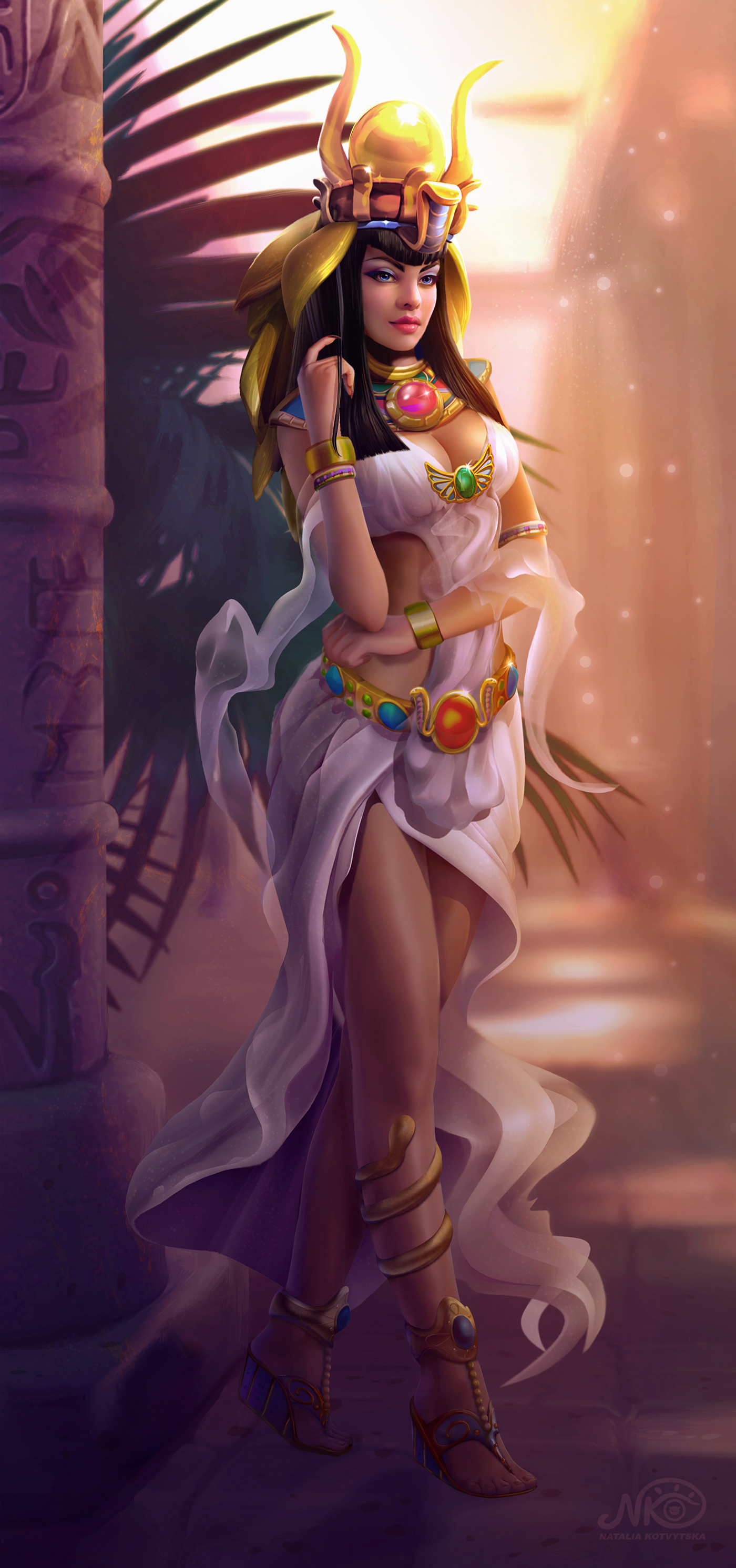 2D art characters cleopatra fantasy Game Art Visual Development concept art egypt portrait