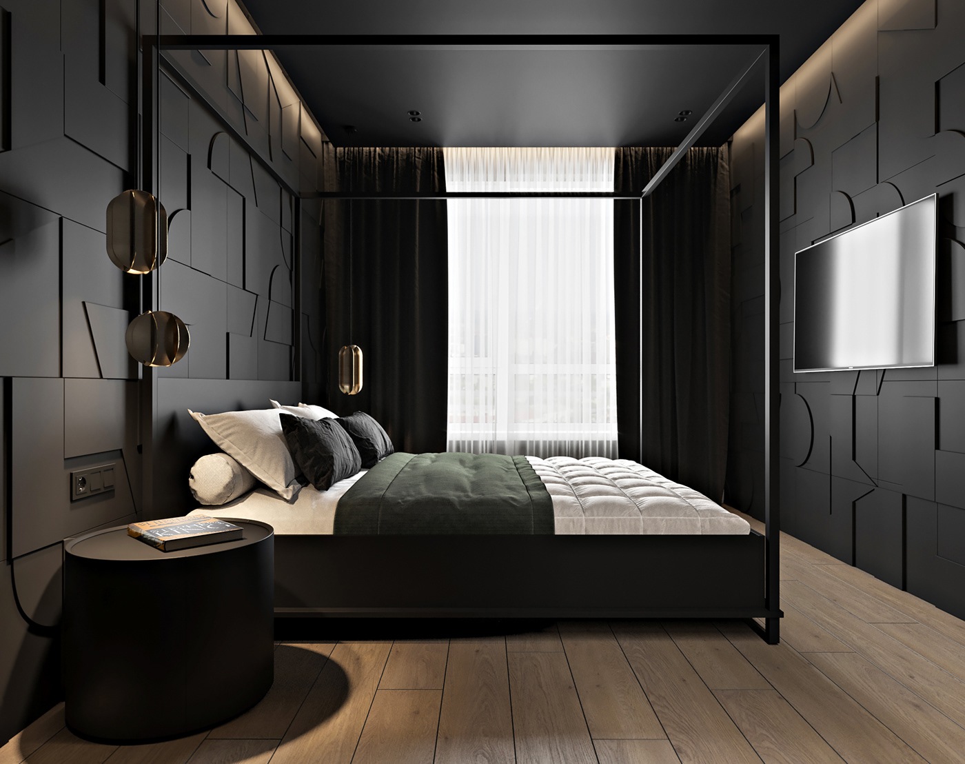 black bedroom black interior home design interior design  k.band interior Minimalism modern home modern living modernism ULTRAMARINE INTERIOR
