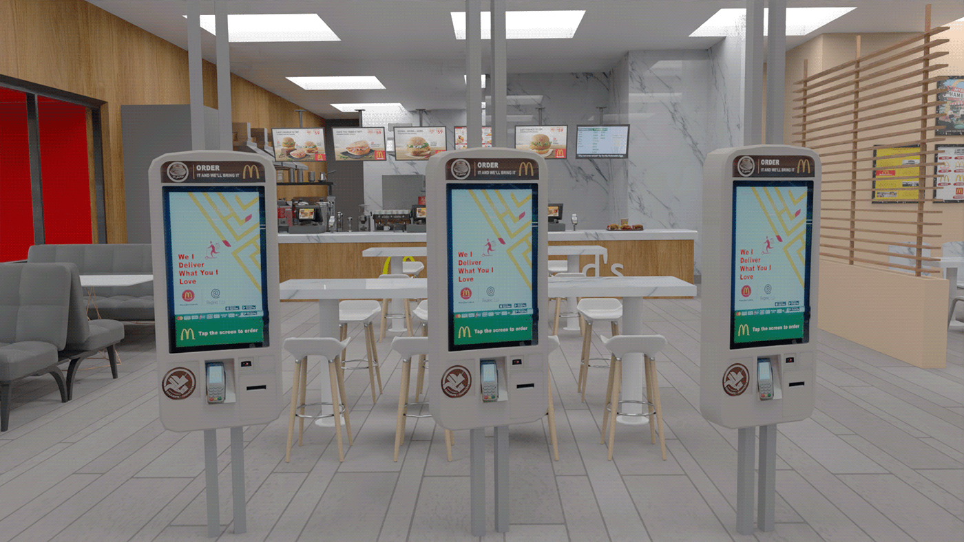 McDonalds mcdonald's restaurant building Food  blender 3D interior design  architecture exterior