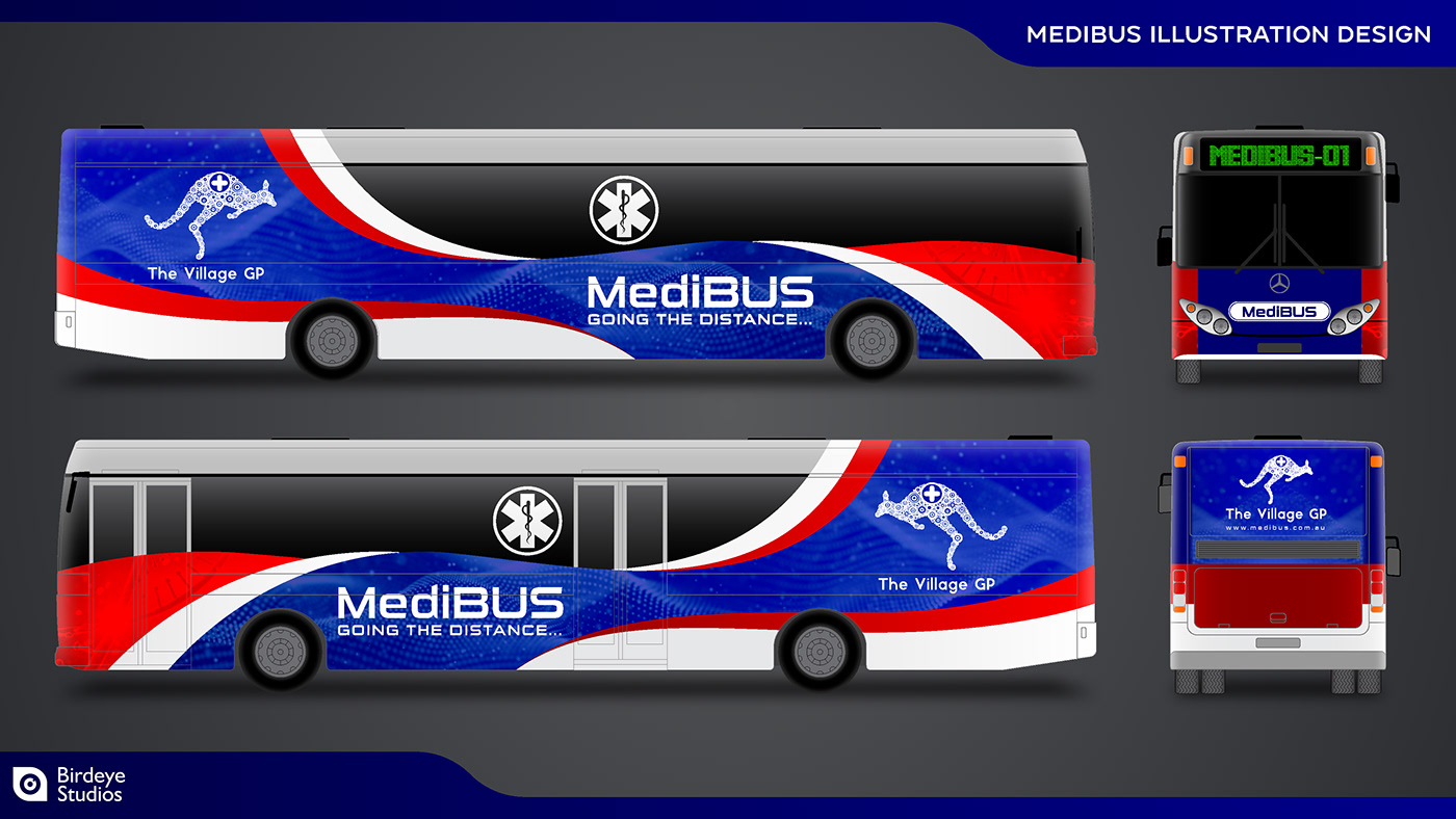 ambulance branding  bus doctor hospital ILLUSTRATION  Illustrator Vehicle Wrap wrap design