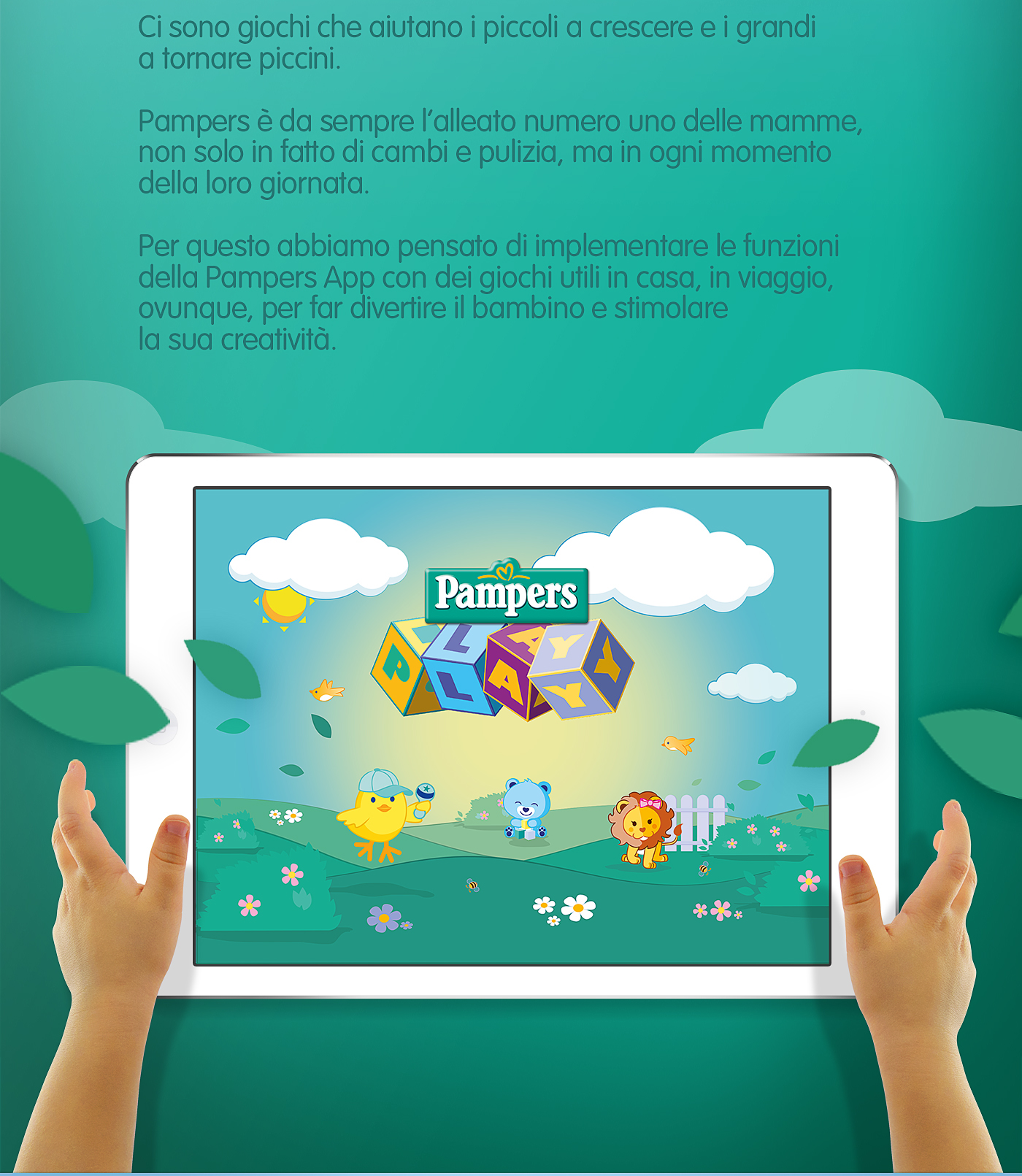 Pampers app UI game baby