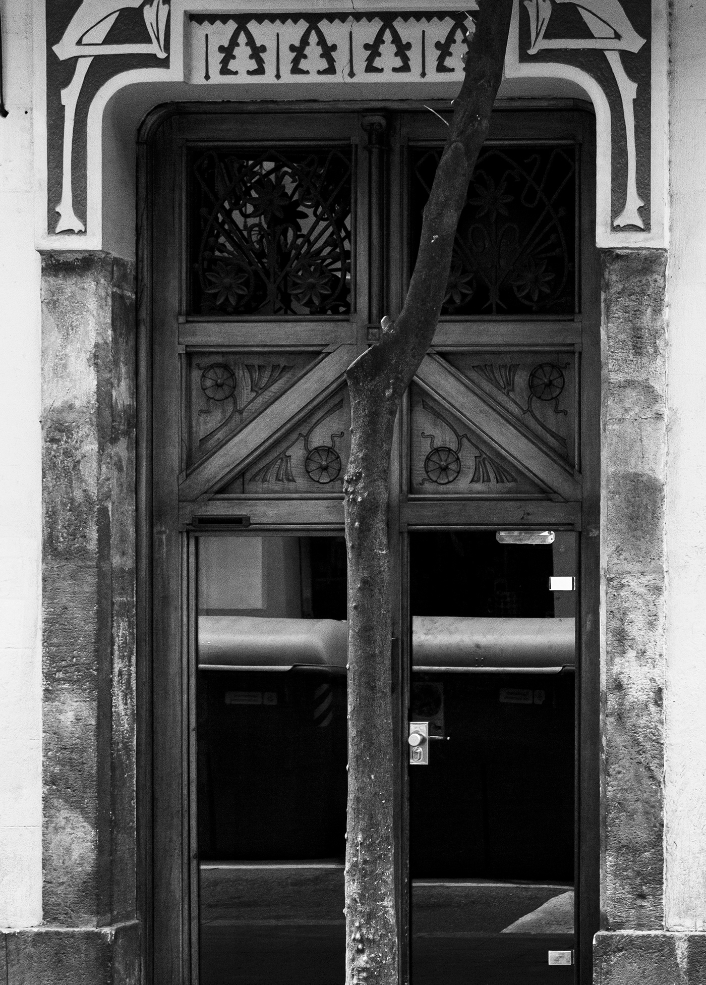 arbol arquitectura barcelona catalunya eixample españa europa hierro puerta