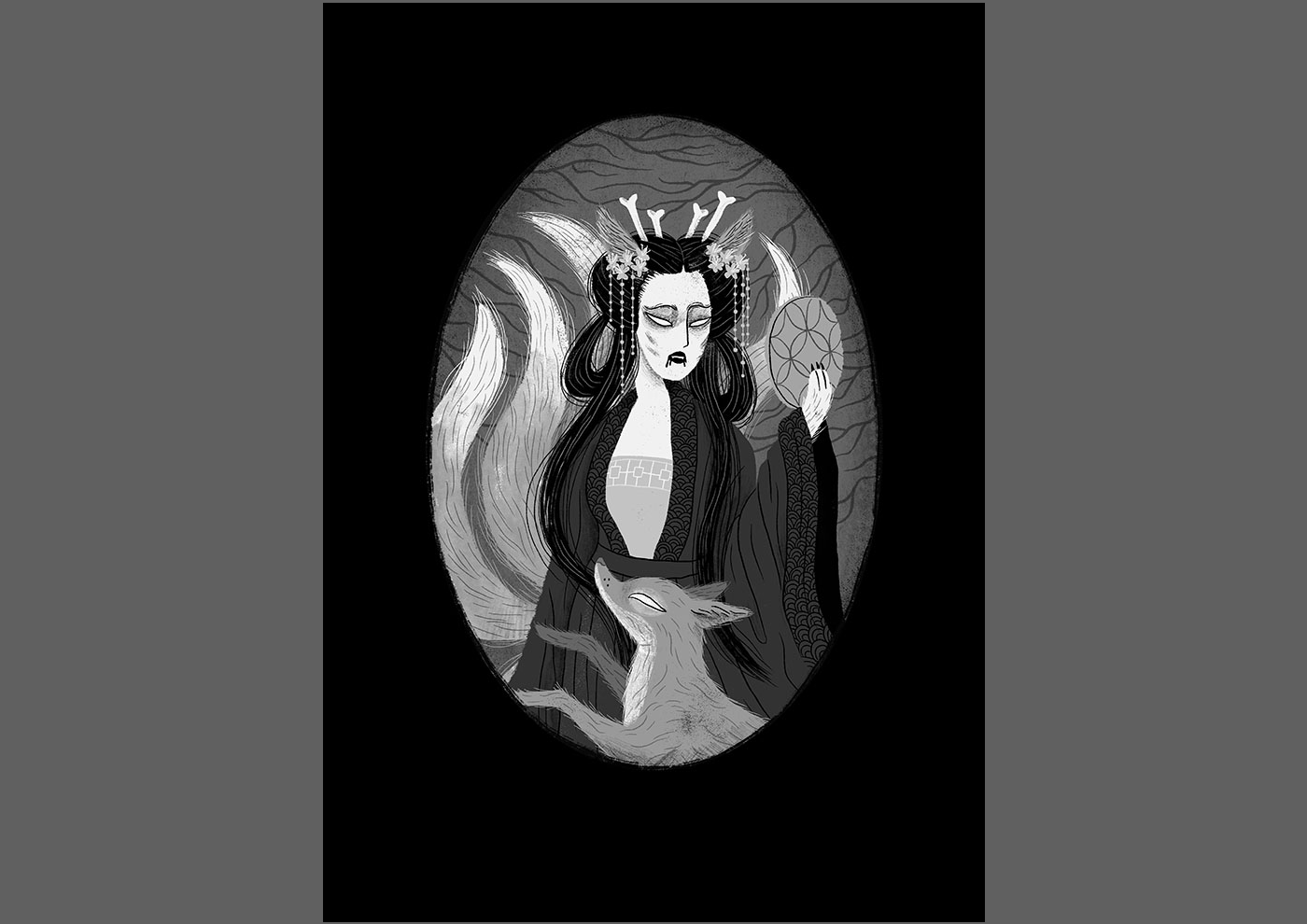 dark art goth Halloween witch witchcraft alien black and white Huli Jing La Llorona jack-o-lantern