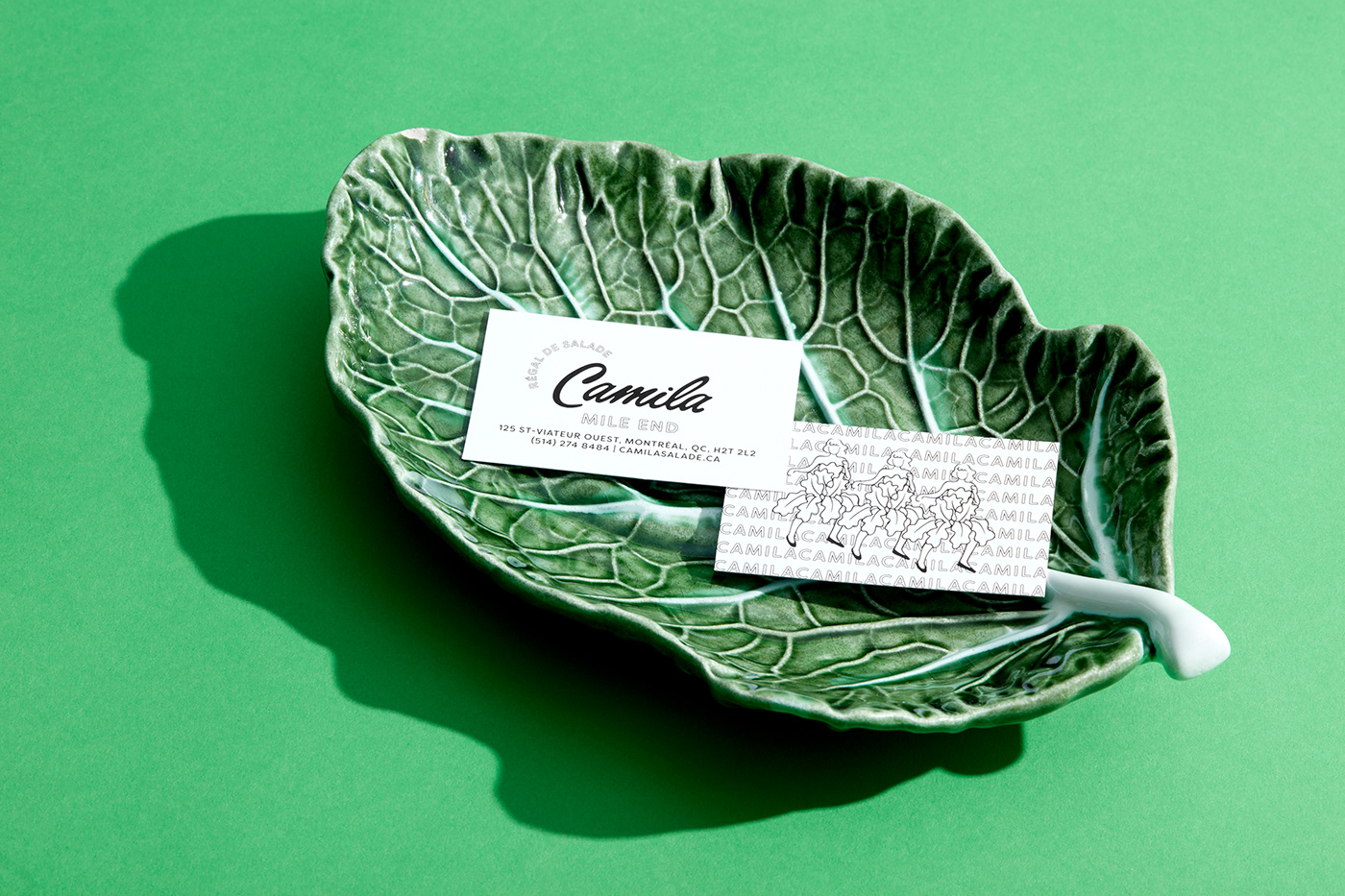 restaurant brand salad green Camila Drawing  lettuce graphic design  ILLUSTRATION  Logo Design