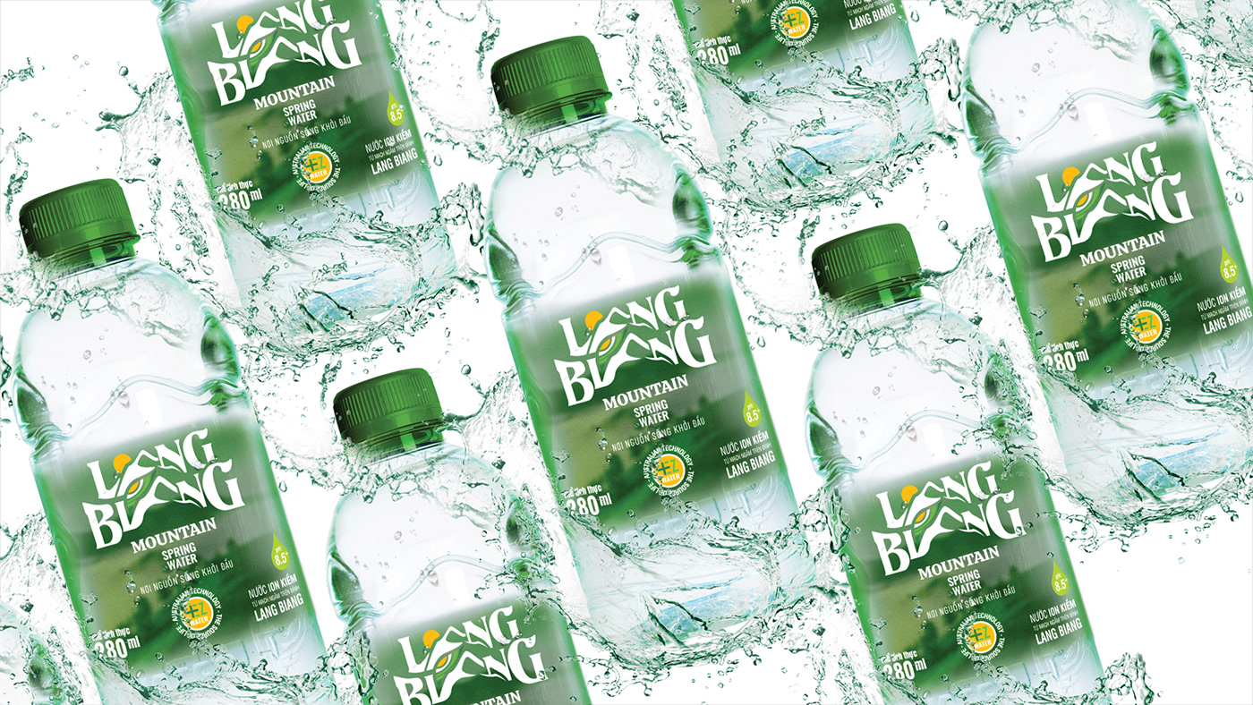Nature water Water Bottle green vietnam brand identity Packaging mountains logo product design 