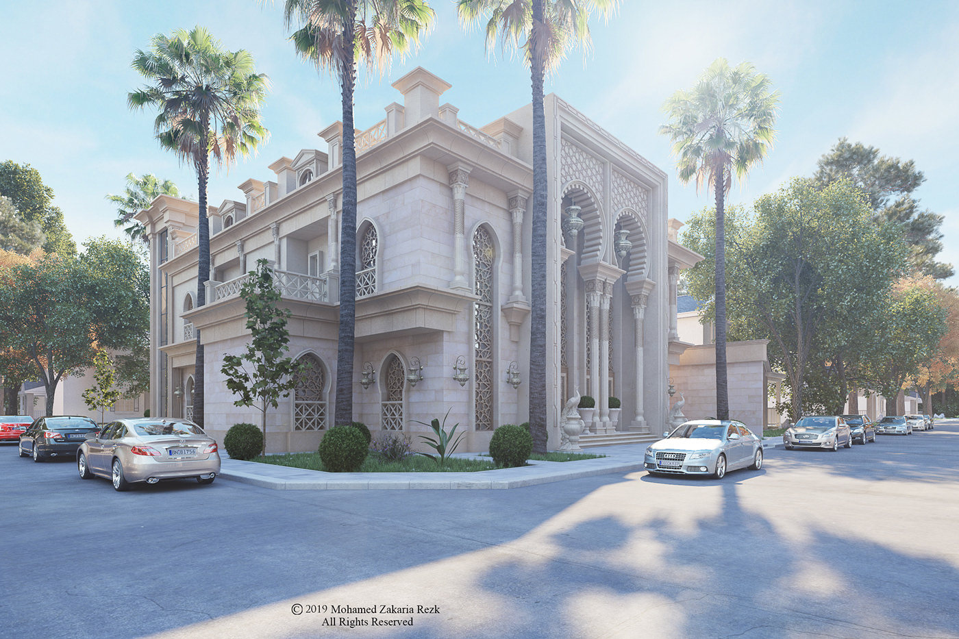 islamic Render lighting vray 3dsmax photoshop oriental luxury house Islamic Villa