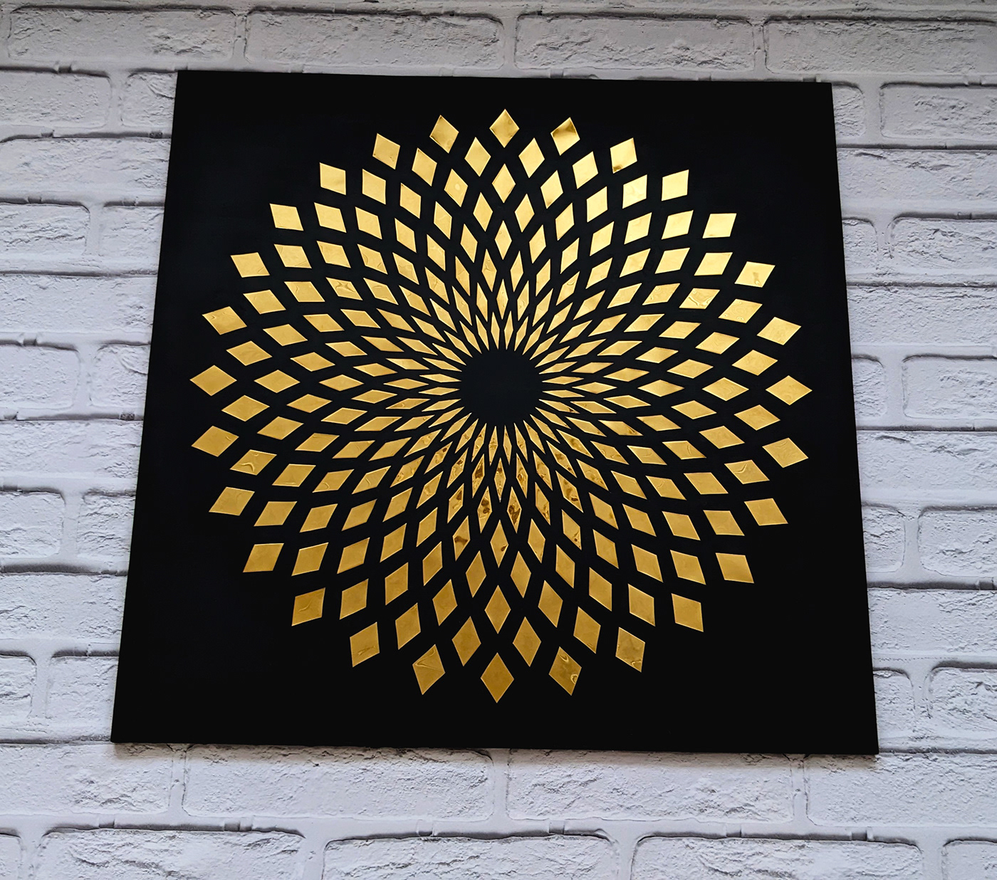 3d art design flower gold and black Interior Mandala Metal art pattern steel wood