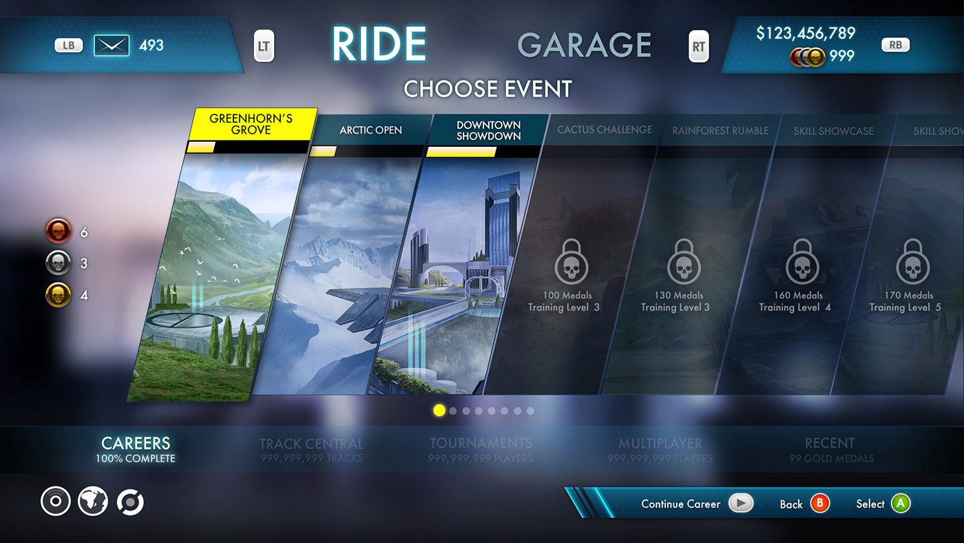 Trials Fusion trials Games UI ux game ui user interface game user interface menus icons