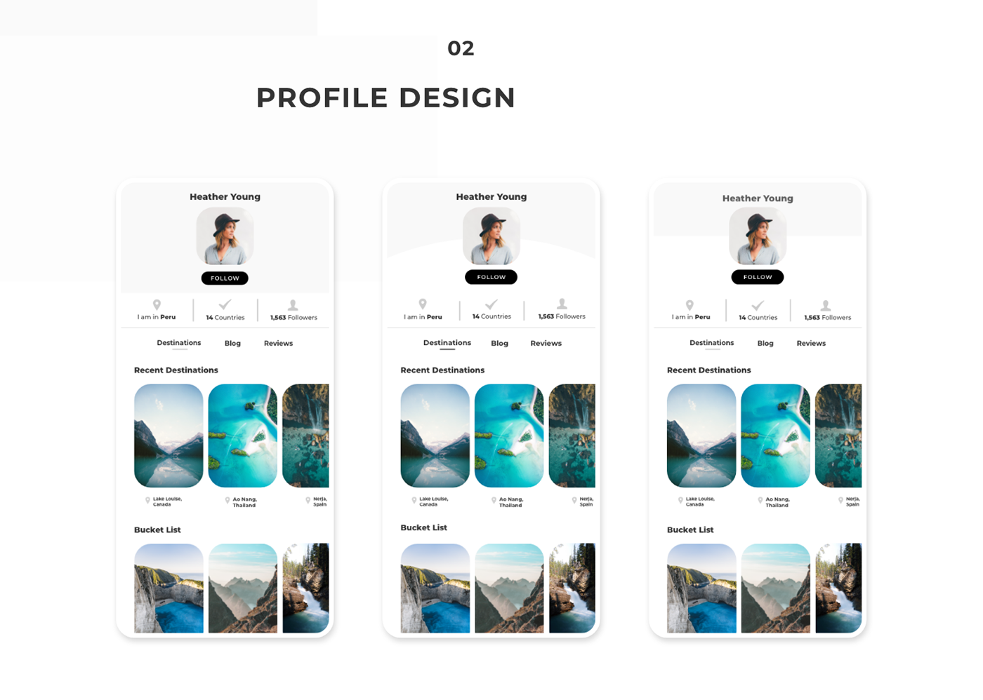 user profile profile Adobe XD daily UI challenge Travel social app mobile