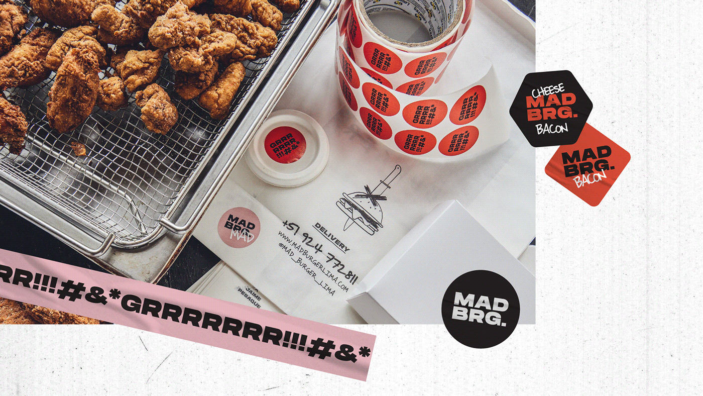 branding  burger Mad Packaging peru restaurant logo