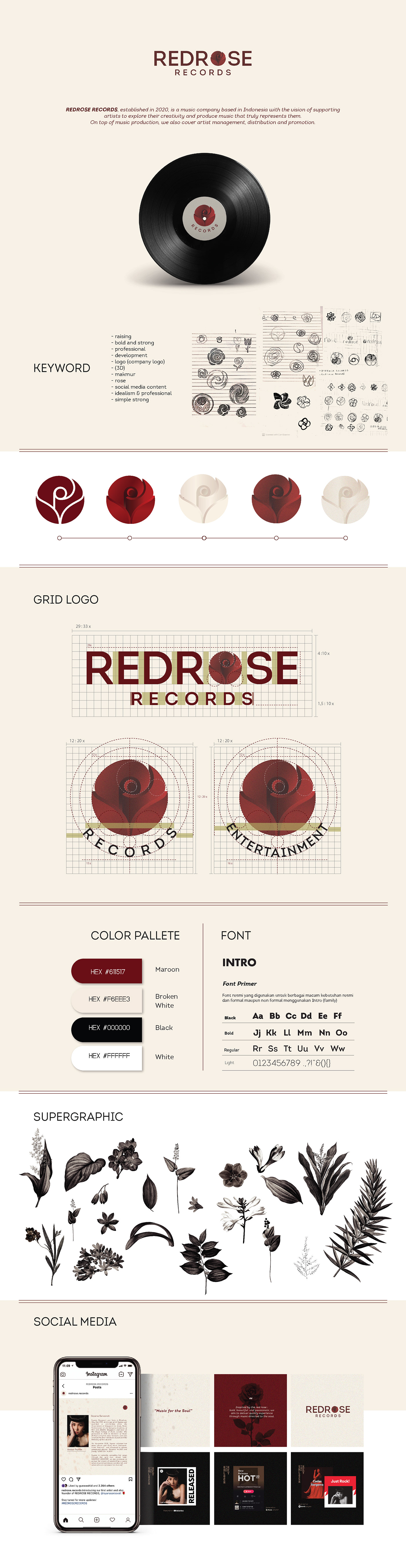 brandidentity branding  logo recordslabel redrose