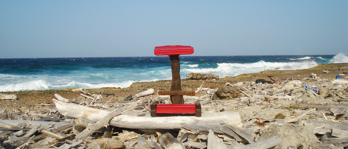 wood bar stool handmade red