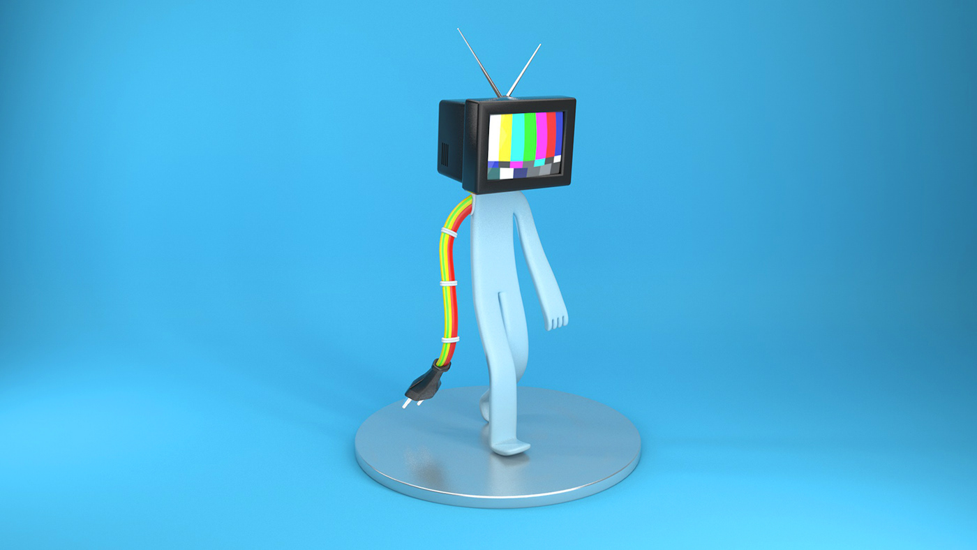 3D Character concept design Glitch ILLUSTRATION  japanese man tv