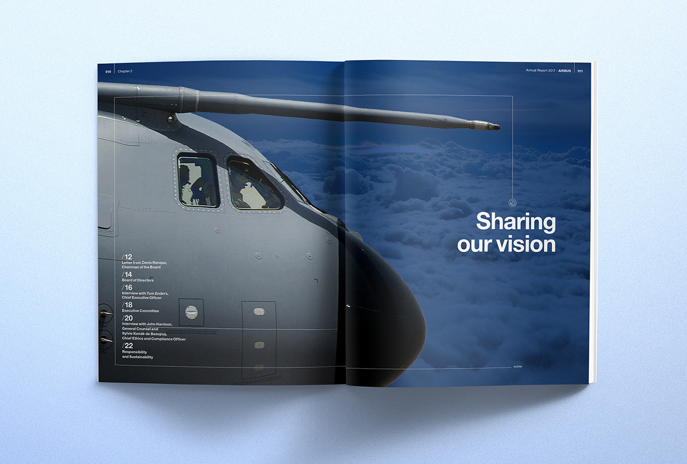 editorial graphic design  typography   Aircraft Airbus annual report Layout Photography  digital print