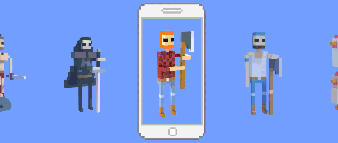 game Character game design  unity voxel 3D mobile UI indie timberman