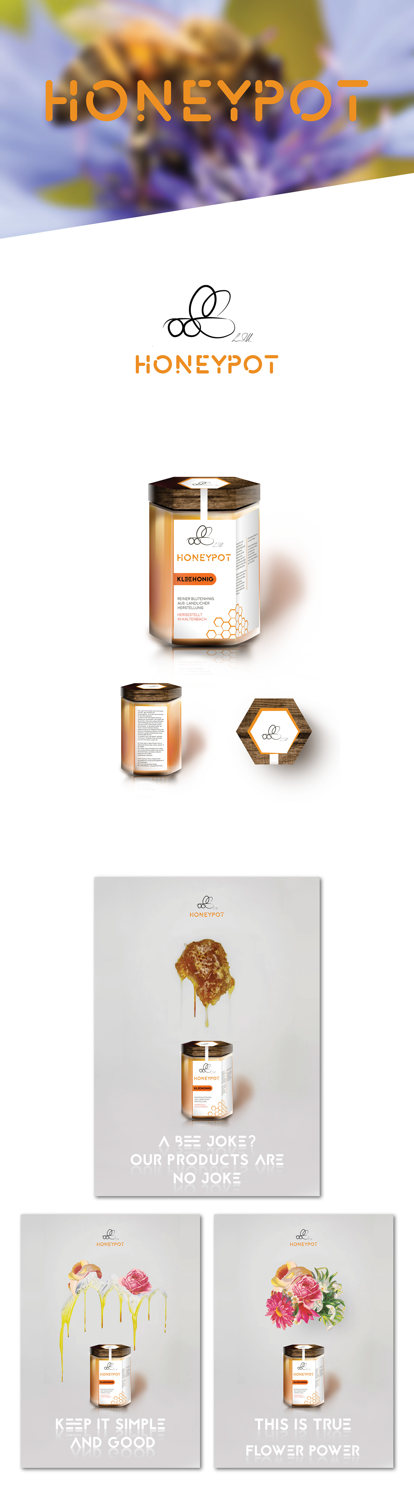 honey Packaging pot logo berblüten blüten