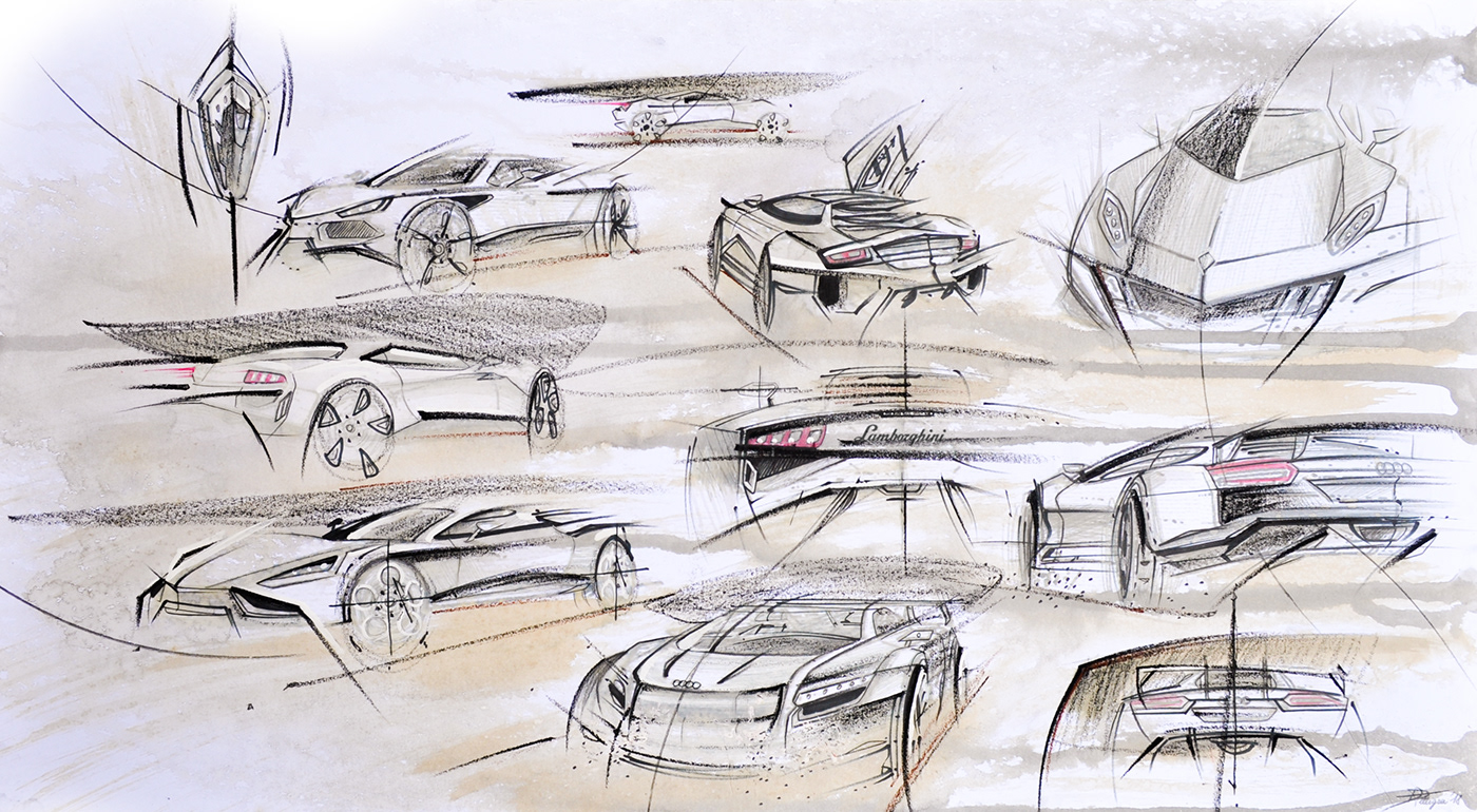 automotive   sketch transportation FERRARI italian Style wacom car car design key sketch