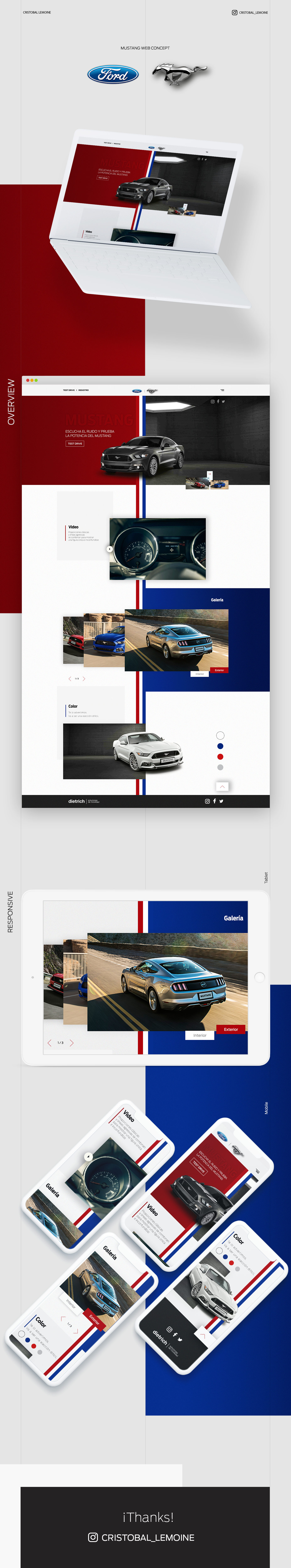 Website Mustang concept car Responsive tablet mobile instagram colors digital